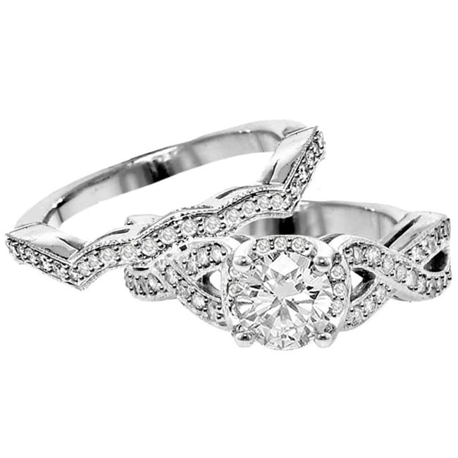 14k White Gold 2ct Tdw Diamond Braided Bridal Ring Set F G 14k White Gold 2ct Tdw Diamond Braided Bridal Ring Set F G Si1 Si2 Free Shipping Today 7900394