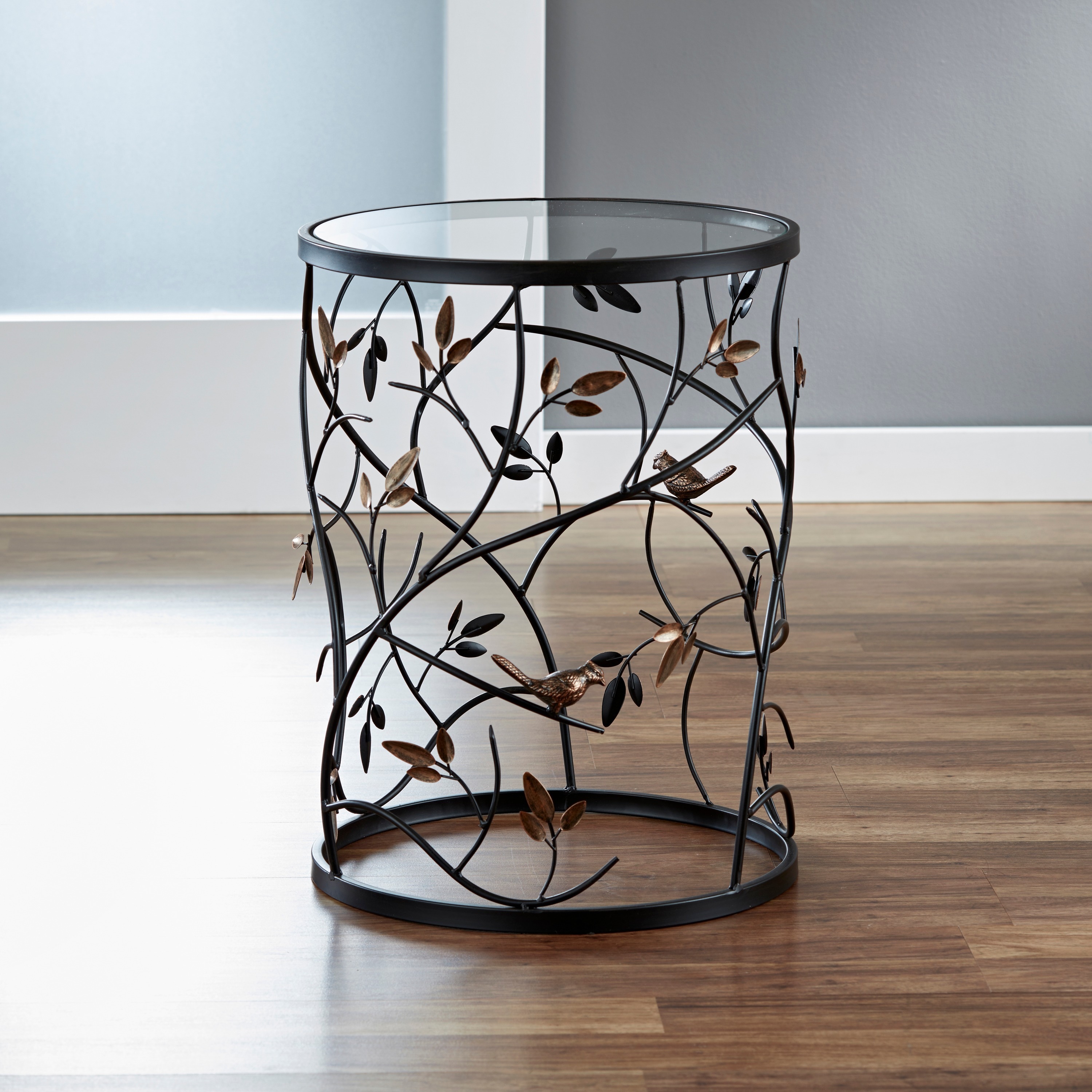 Large Leaves Metal Barrel End Table Free Shipping Today Large Leaves Metal Barrel End Table Free Shipping Today 7910648