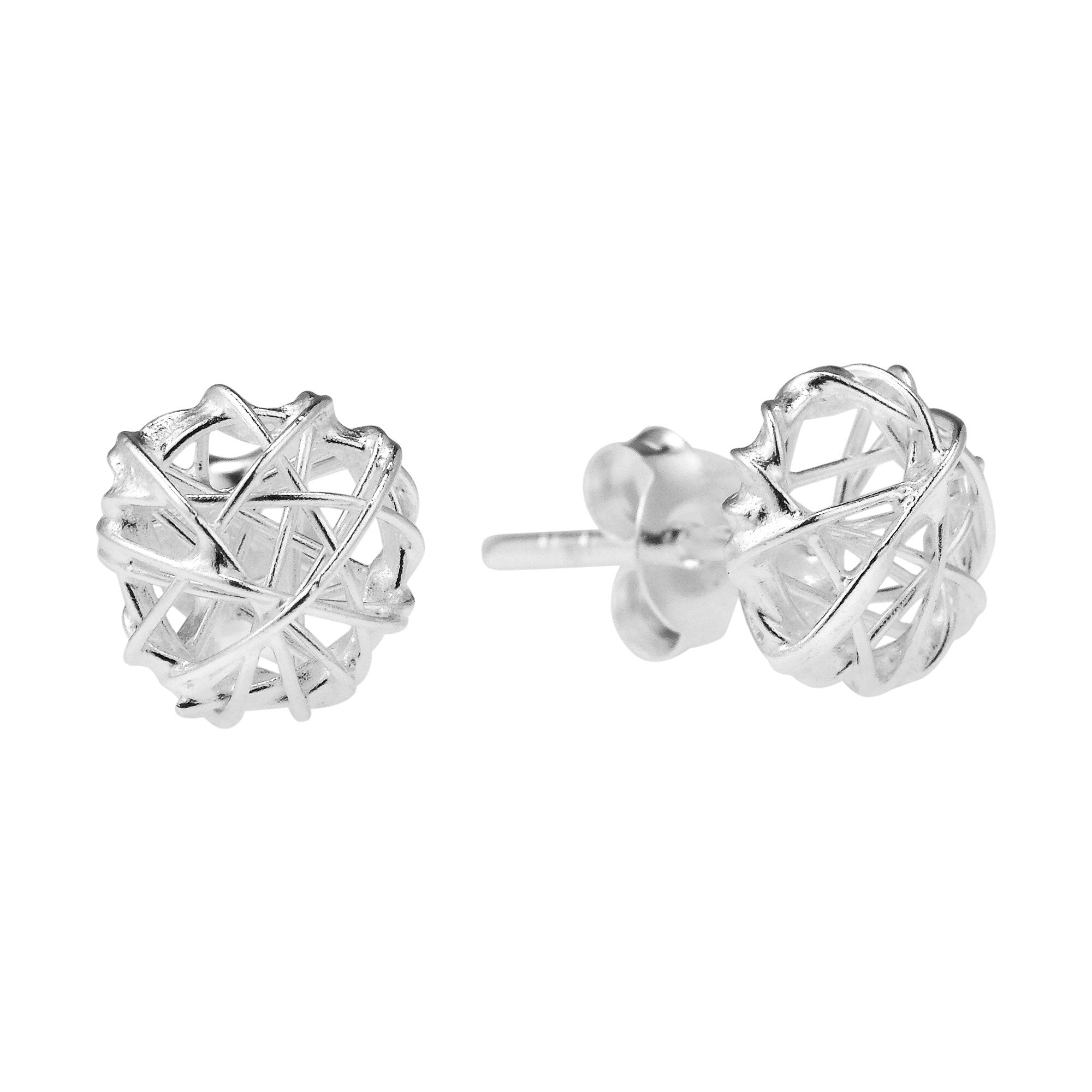 Handmade Silver Tangled Wire Wrap Round Post Earrings Thailand Handmade Silver Tangled Wire Wrap Round Post Earrings Thailand On Free Shipping Orders Over 45 7949622