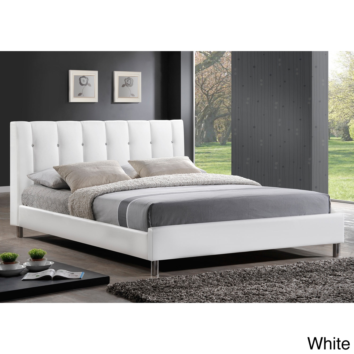 Shop Baxton Studio Vino White Modern Bed With Upholstered Headboard