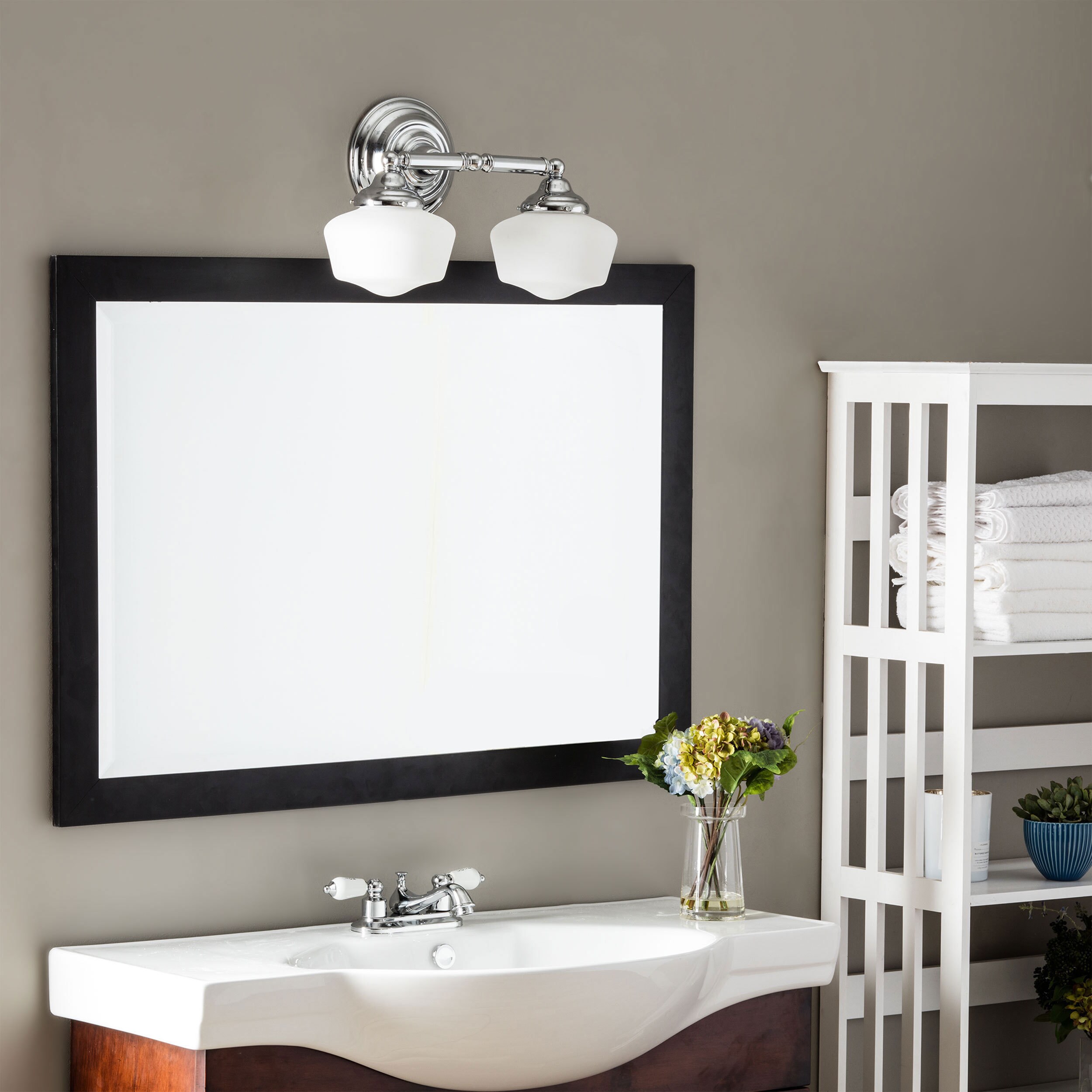 Academy 2 Light Chrome Wall Bath Vanity With Satin White Academy 2 Light Chrome Wall Bath Vanity With Satin White Schoolhouse Gl Free Shipping Today 8025339
