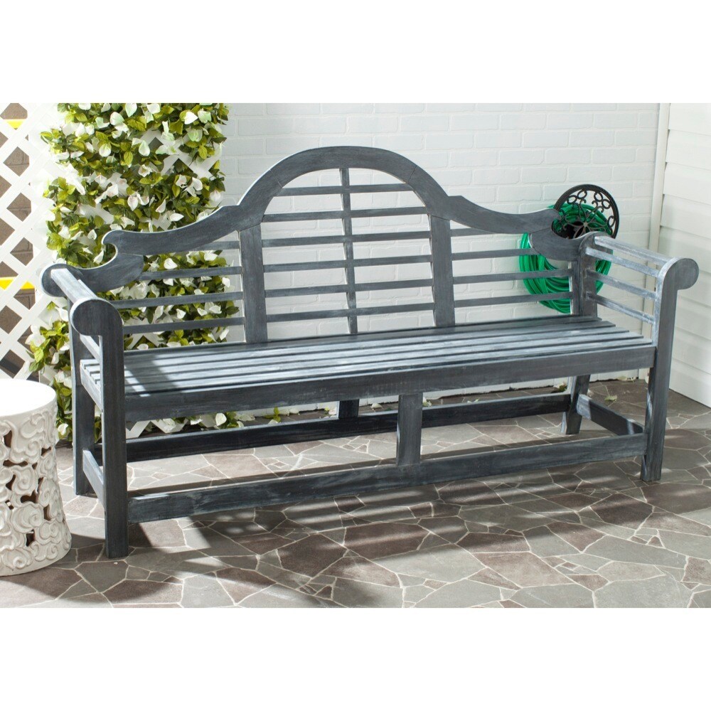 Shop Safavieh Outdoor Living Khara Ash Grey Acacia Wood Bench On