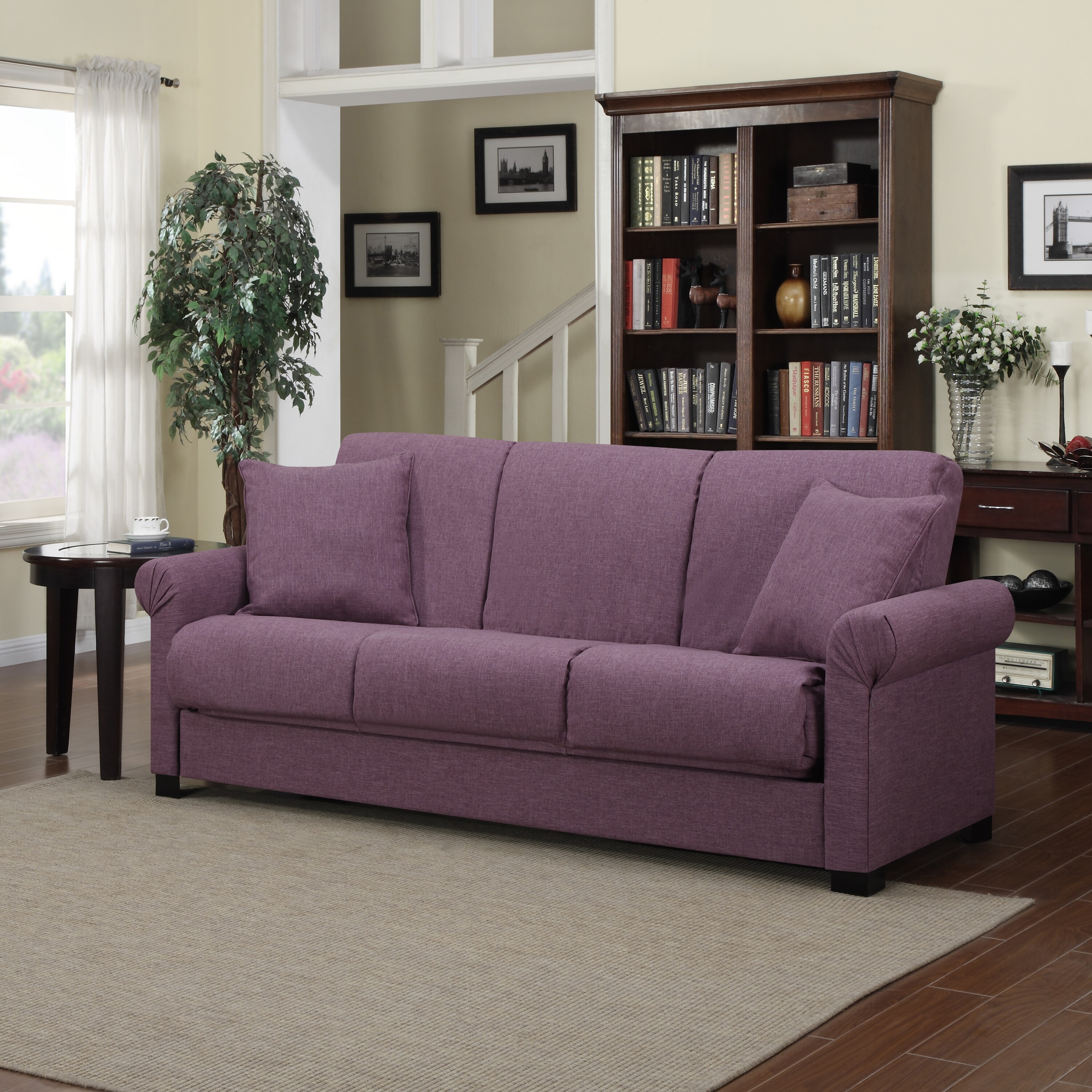 Handy Living Rio Convert A Couch Amethyst Purple Linen Futon Handy Living Rio Convert A Couch Amethyst Purple Linen Futon Sofa Sleeper On Free Shipping Today 8119647