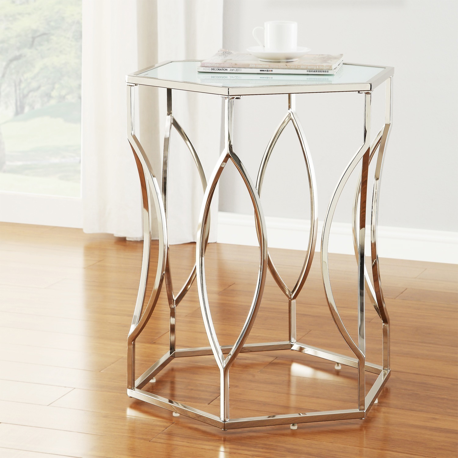 Davlin Hexagonal Metal Frosted Gl Accent End Table By Davlin Hexagonal Metal Frosted Gl Accent End Table By Inspire Q Bold Free Shipping Today 8140965
