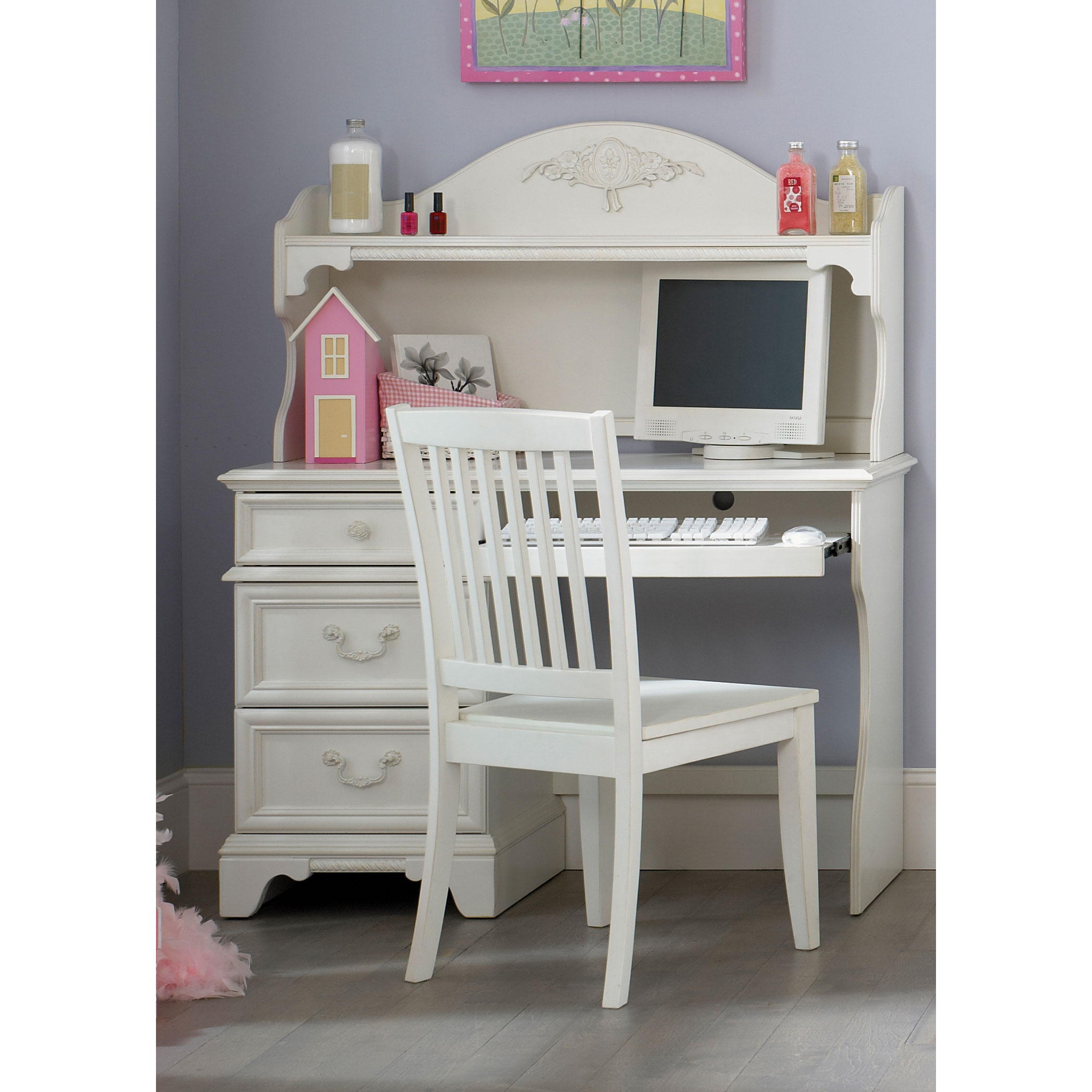 Liberty Arielle Antique White Student Desk Hutch And Chair Set