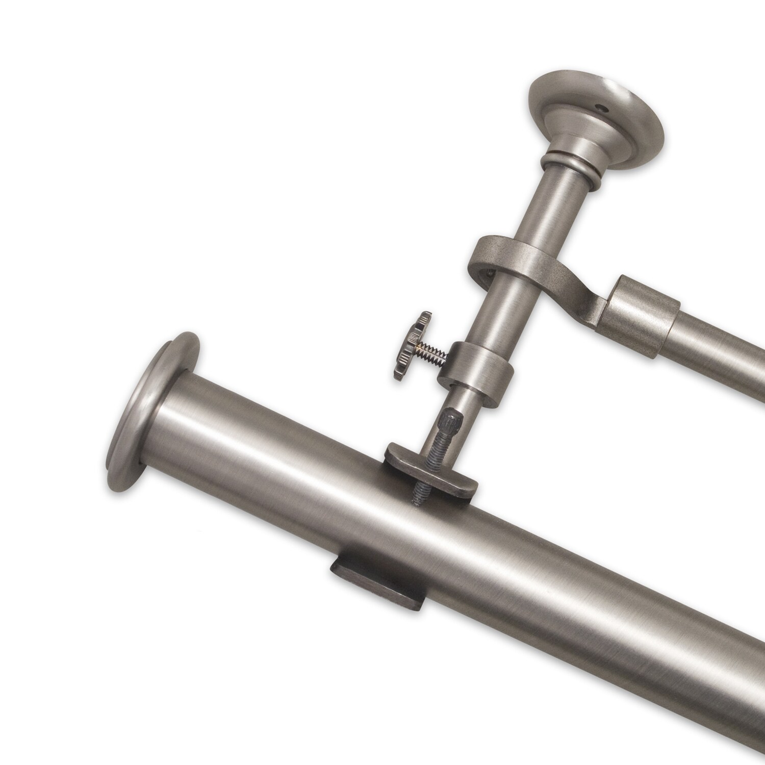 Shop Pinnacle Optima Brushed Pewter End Cap Double Curtain Rod