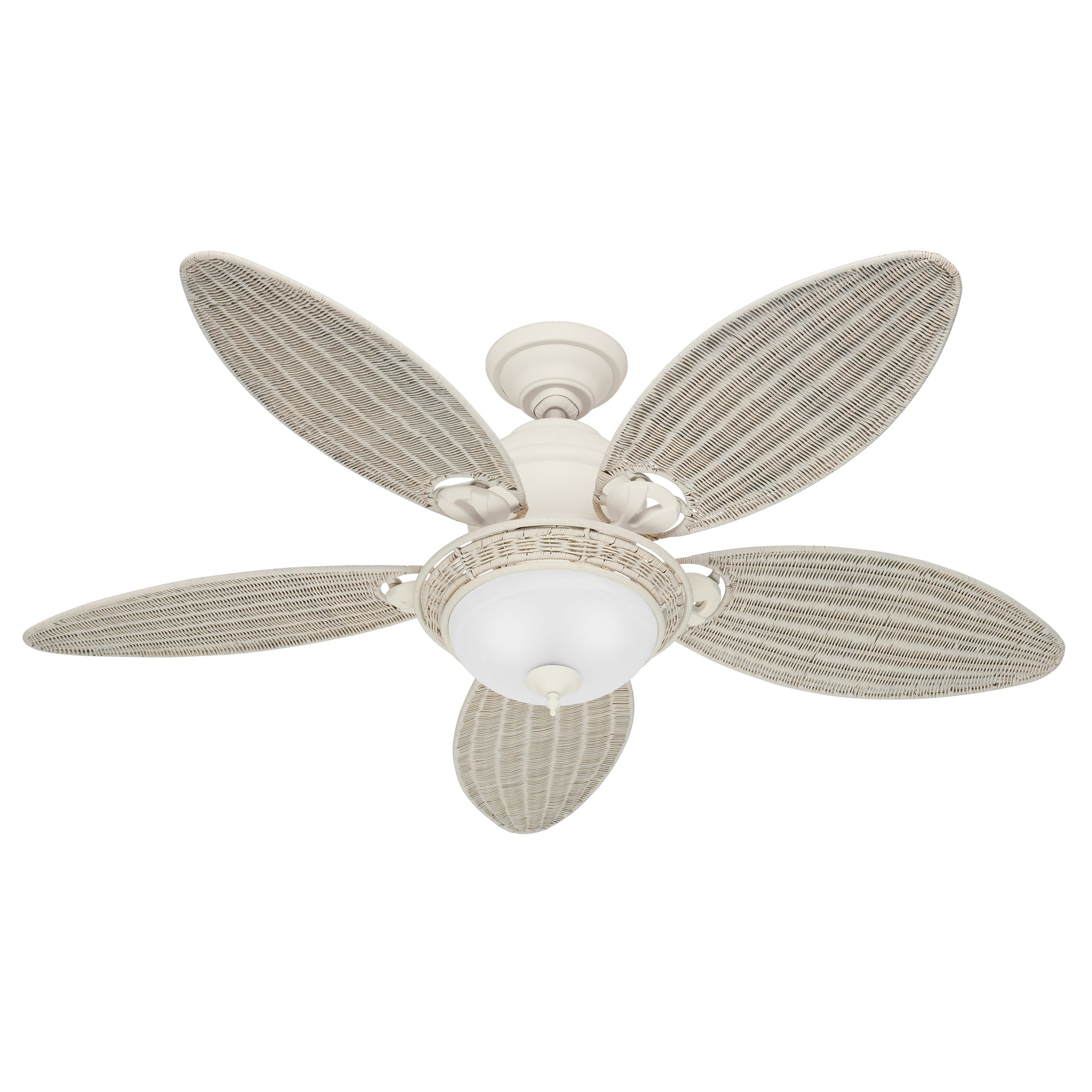 Hunter Caribbean Breeze 54 Inch Ceiling Fan With Textured White Hunter Caribbean Breeze 54 Inch Ceiling Fan With Textured White Finish And Five Cream Wicker Blades Free Shipping Today 8229619