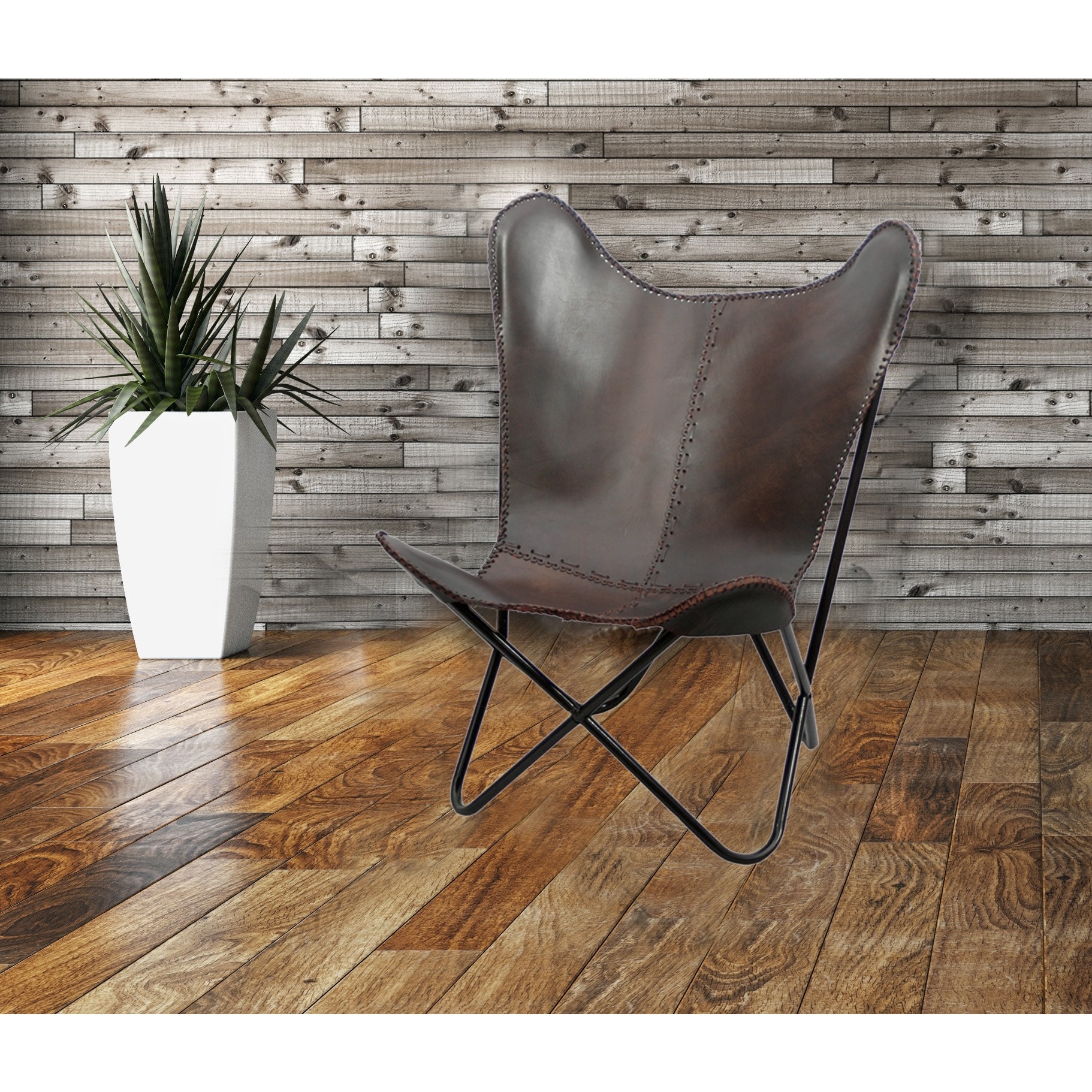 Brown Leather Butterfly Chair Free Shipping Today Overstock