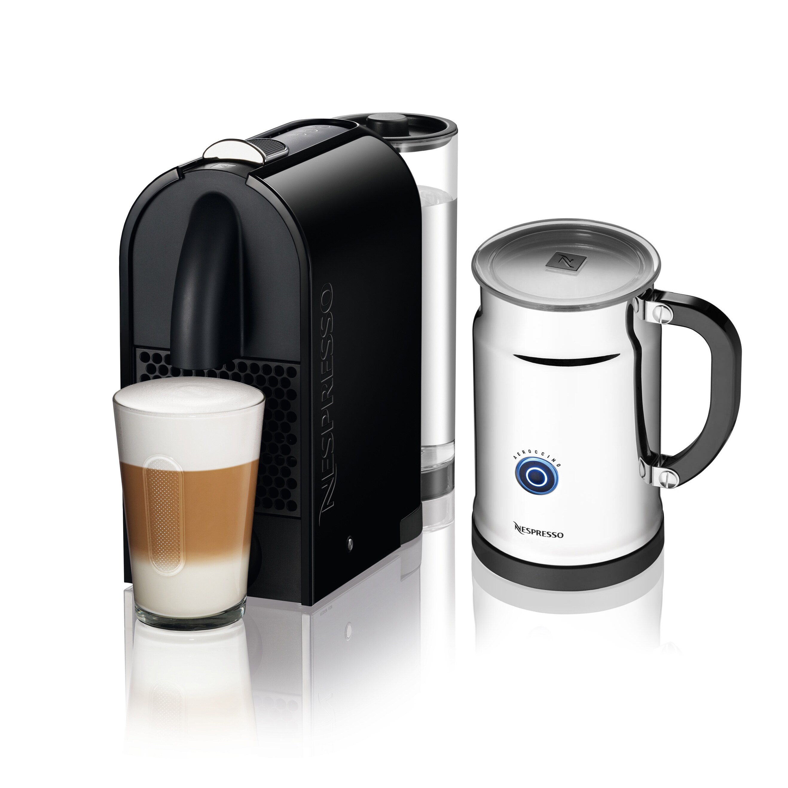 Nespresso Pure Black U D50 Espresso Machine With Aeroccino Milk Frother Overstock 8259933