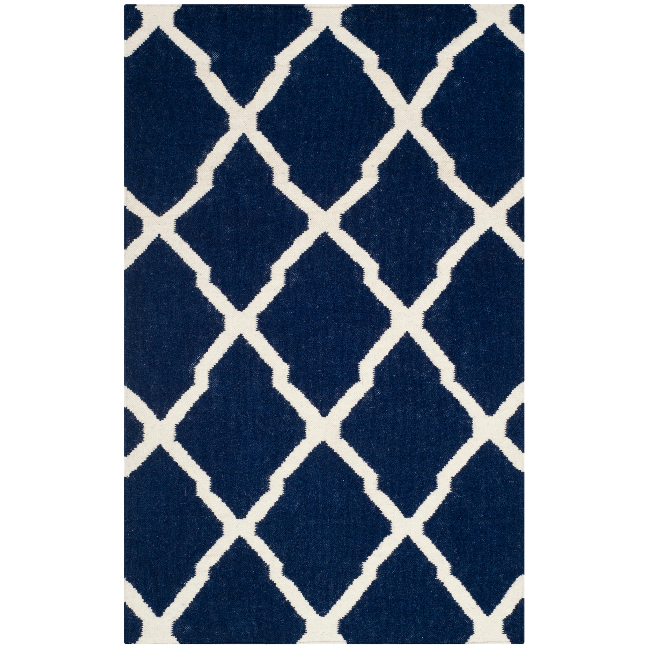 Safavieh Hand Woven Moroccan Reversible Dhurrie Navy Wool Rug Safavieh Hand Woven Moroccan Reversible Dhurrie Navy Wool Rug 4 X 6 On Free Shipping Today 8260246