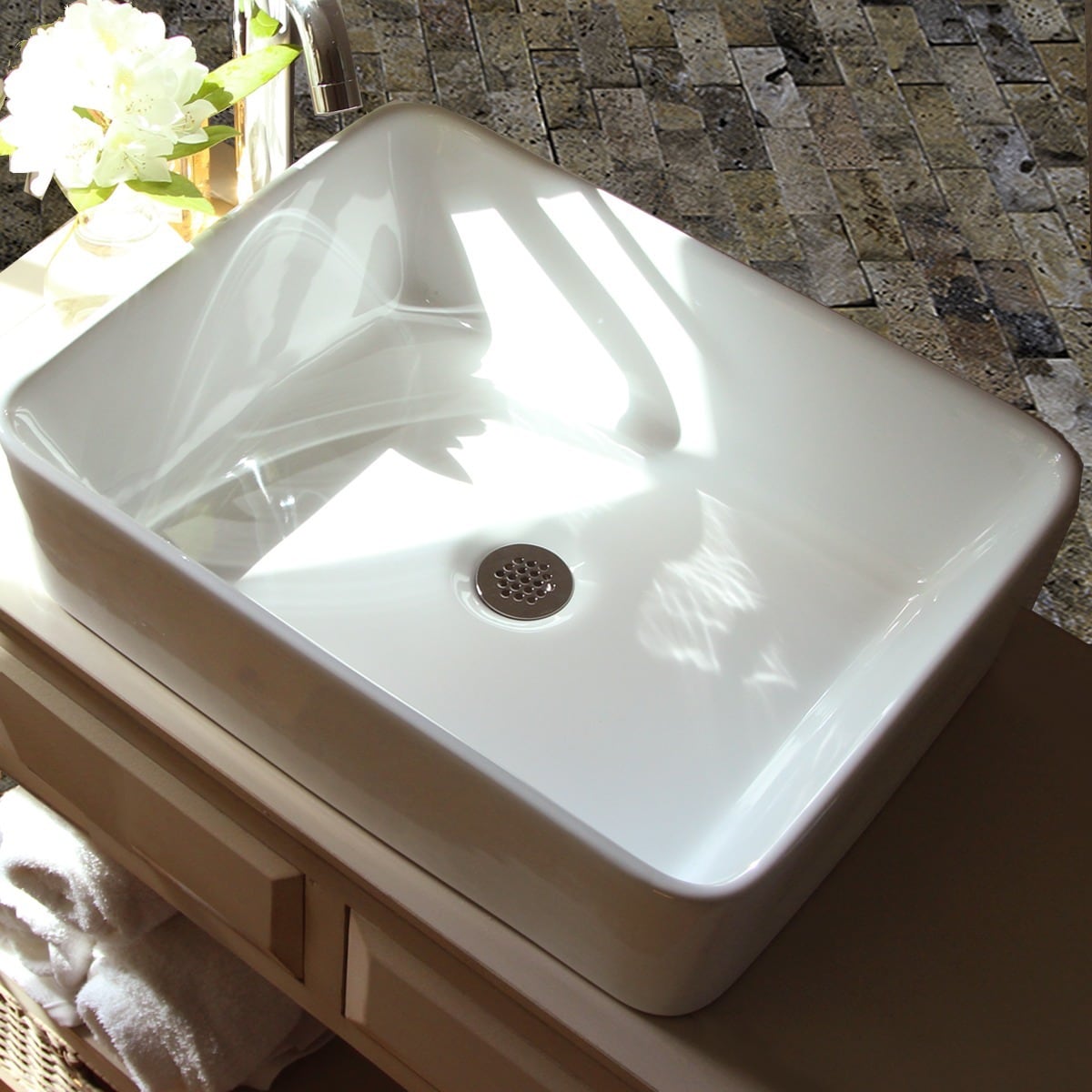 Highpoint Collection 19 Inch White Rectangular Bathroom Vessel Highpoint Collection 19 Inch White Rectangular Bathroom Vessel Sink Without Overflow Free Shipping Today 8300611