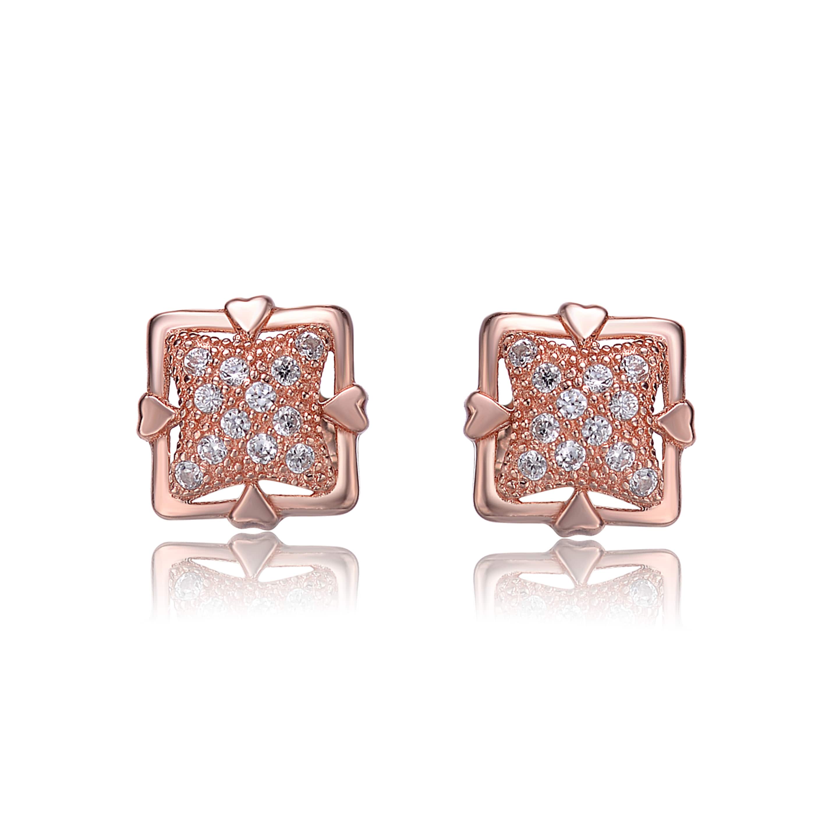 Collette Z Sterling Silver Cubic Zirconia Brushed Rose Gold Collette Z Sterling Silver Cubic Zirconia Brushed Rose Gold Square Stud Earrings