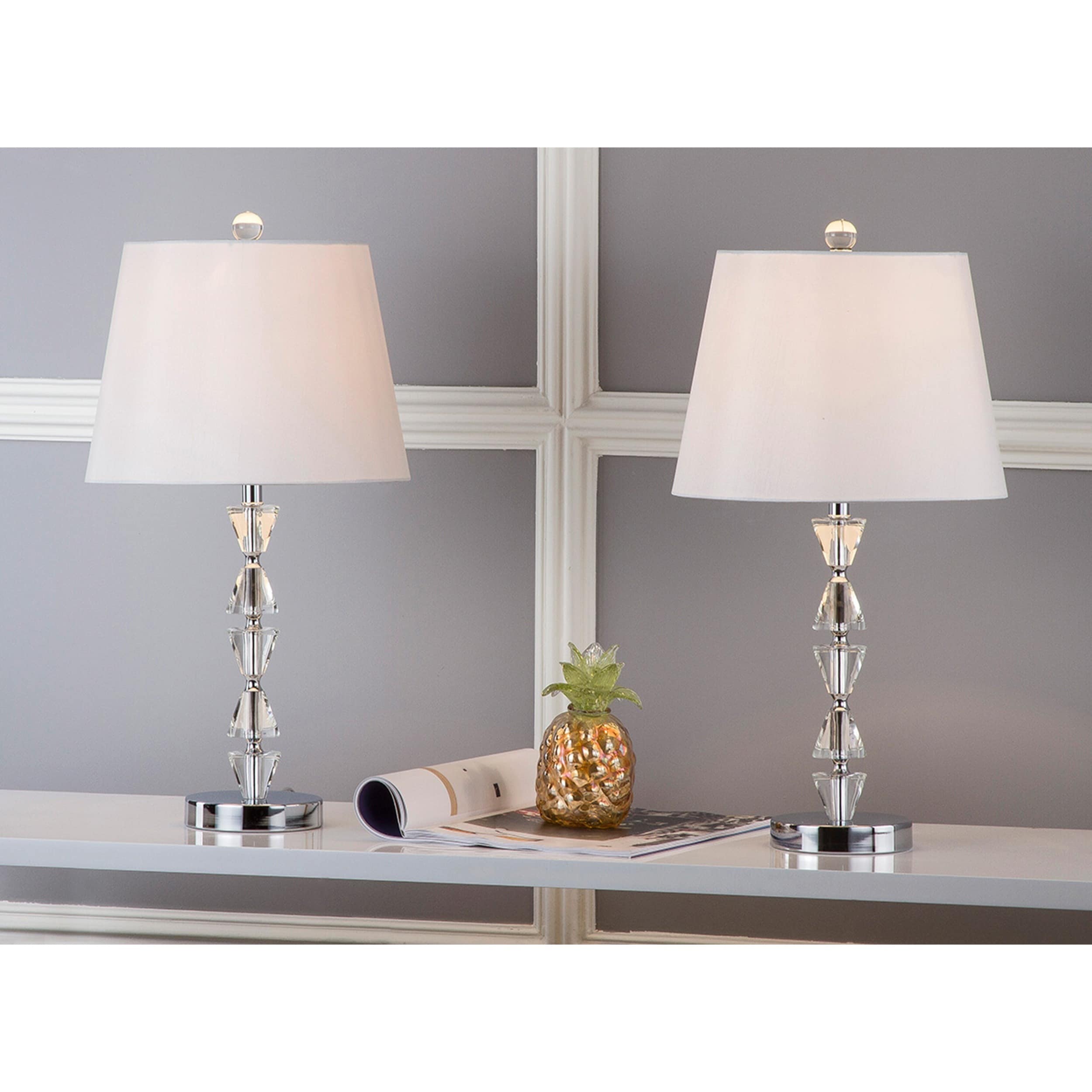 Safavieh Lighting 21 Inch Deco White Shade Prisms Crystal Table Lamp Safavieh Lighting 21 Inch Deco White Shade Prisms Crystal Table Lamp Set Of 2 Free Shipping Today 15662348