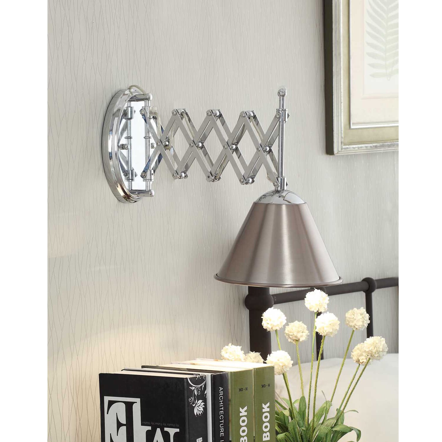 Accordion Swing Arm 1 Light Brushed Nickel Wall Lamp