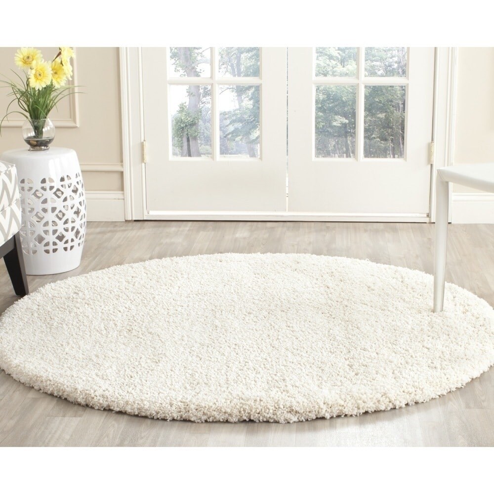 Shop Safavieh Milan Shag Ivory Rug 51 Round On Sale Free