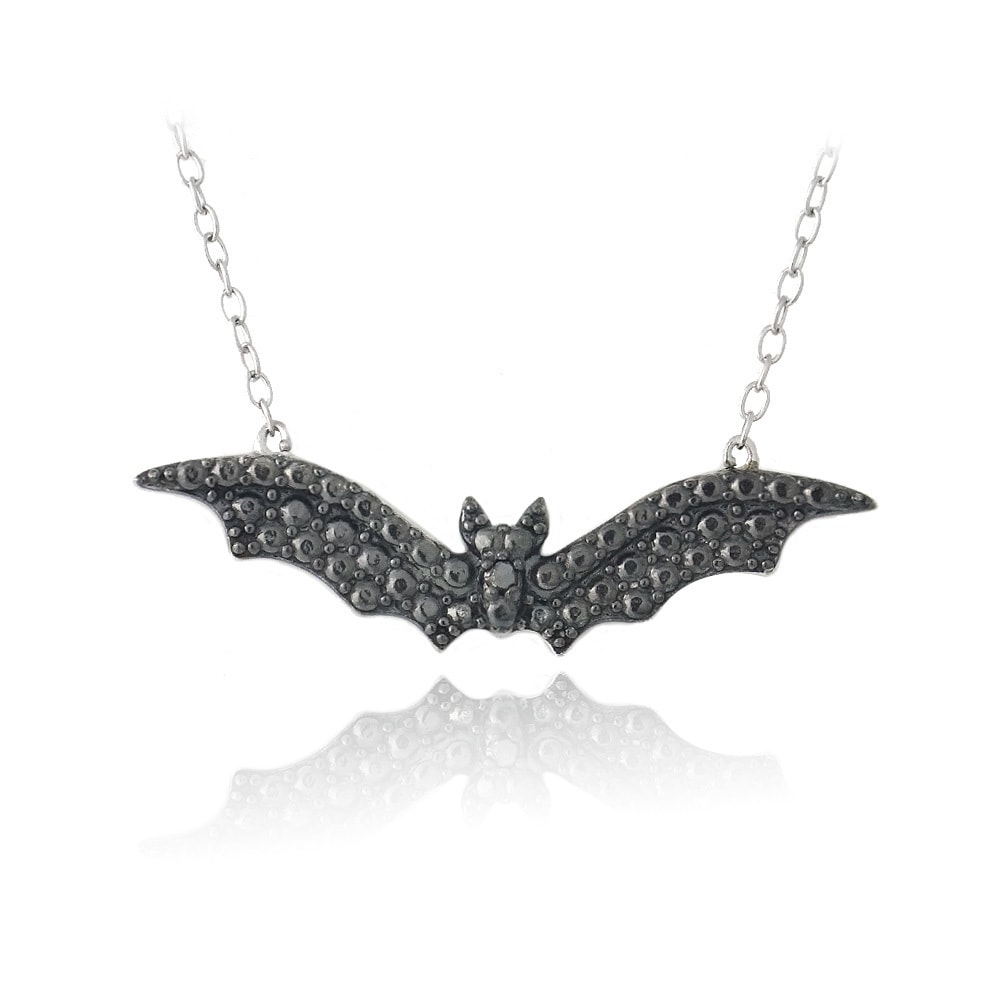 Db Designs Sterling Silver Black Diamond Bat Necklace On Db Designs Sterling Silver Black Diamond Bat Necklace