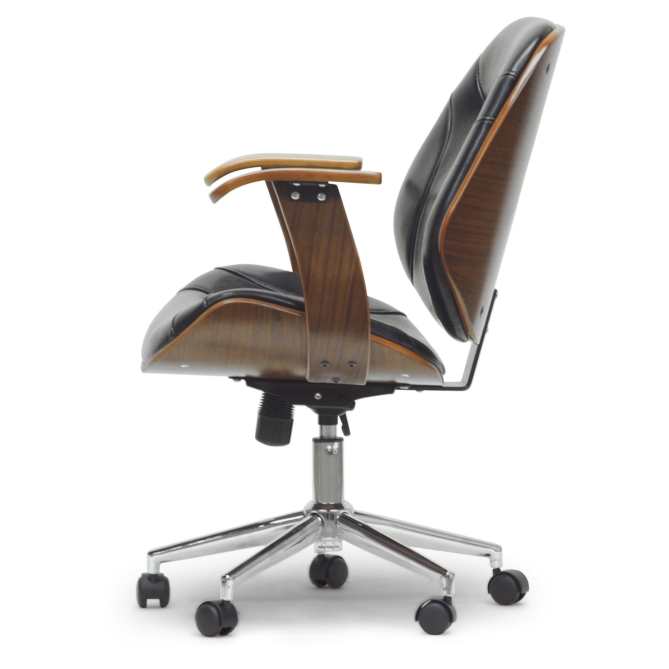 Baxton Studio Rathburn Walnut Frame Black Or White Faux Leather Baxton Studio Rathburn Walnut Frame Black Or White Faux Leather Modern Office Chair Free Shipping Today 8447993