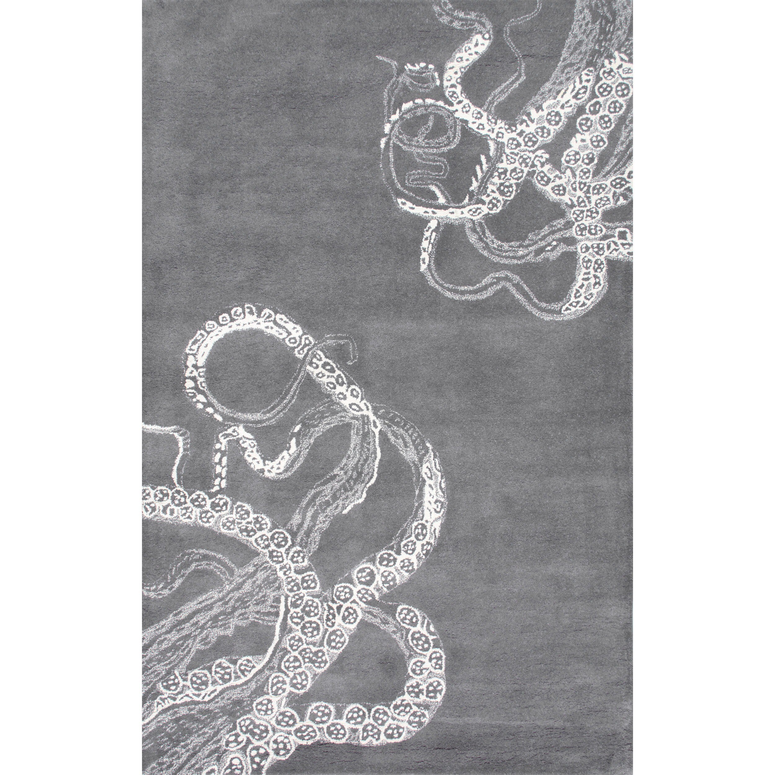 Silk Gy Rug Area Ideas Nuloom Handmade Octopus Tail Faux Silk Wool Grey Rug 7 6 X 9
