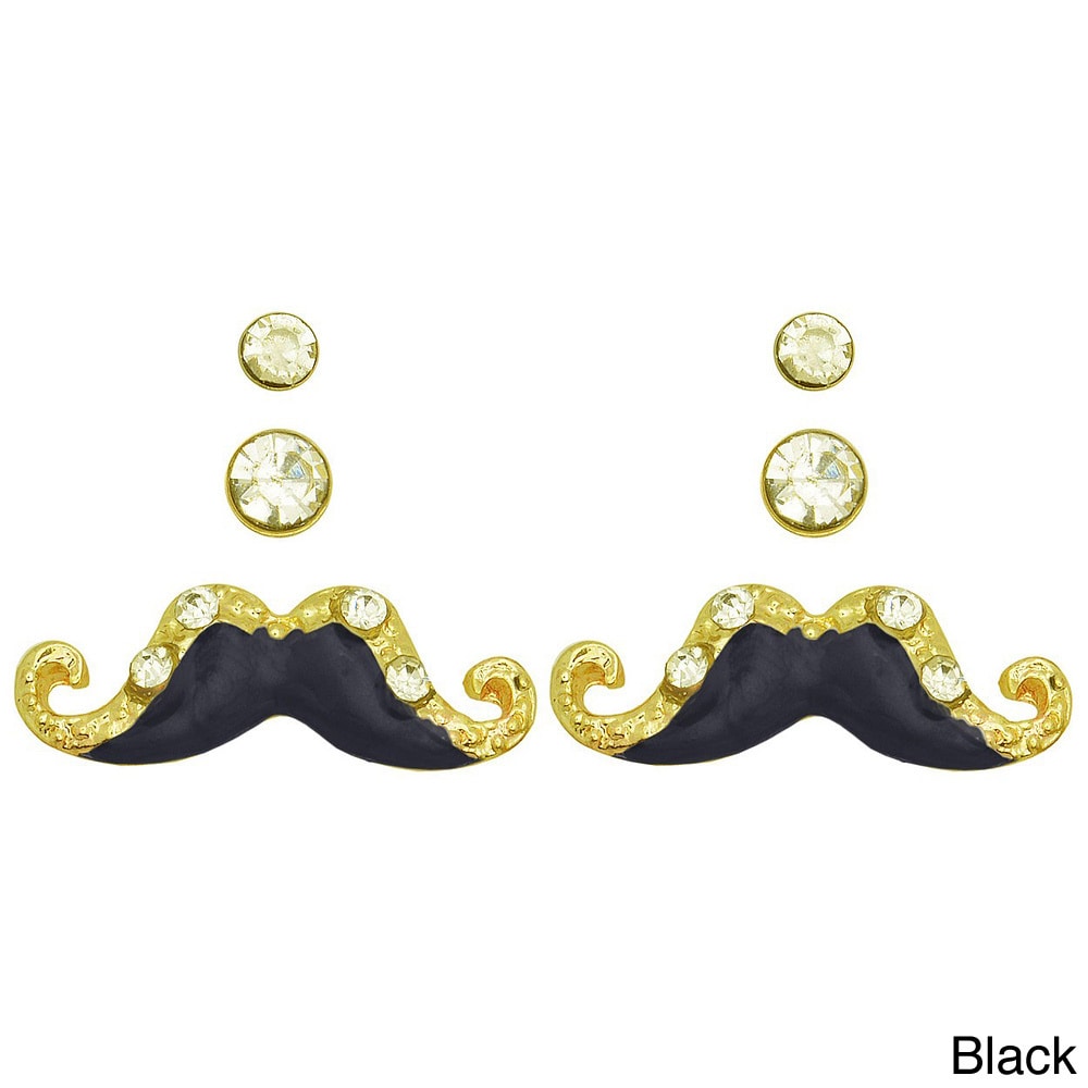 Kate Marie Goldtone Mustache Earrings Set Of 3 Free Kate Marie Goldtone Mustache Earrings Set Of 3 Free Shipping On Orders Over 45 8534306