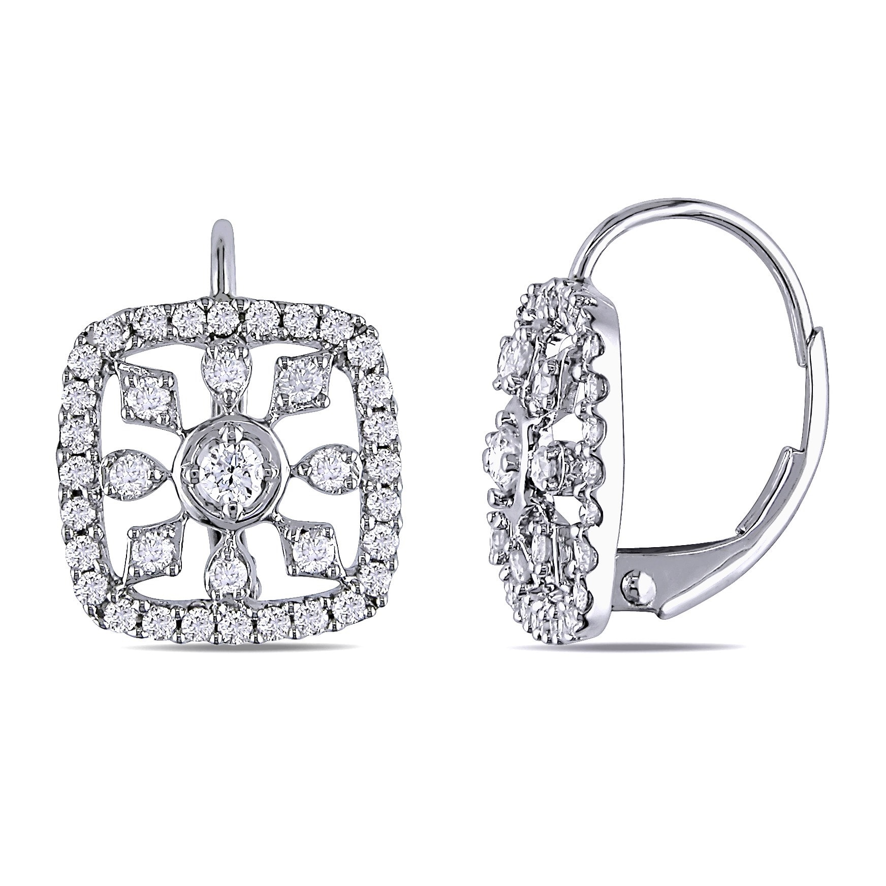 Miadora Signature Collection 14k White Gold 3 4ct Tdw Diamond Miadora Signature Collection 14k White Gold 3 4ct Tdw Diamond Snowflake Earrings On Free Shipping Today 8546865
