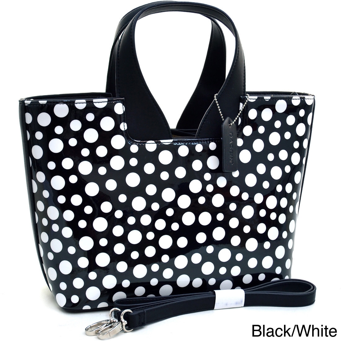 Dasein Glossy Polka Dot Satchel Handbag With Faux Leather Trim Dasein Glossy Polka Dot Satchel Handbag With Faux Leather Trim Free Shipping Today 8584291