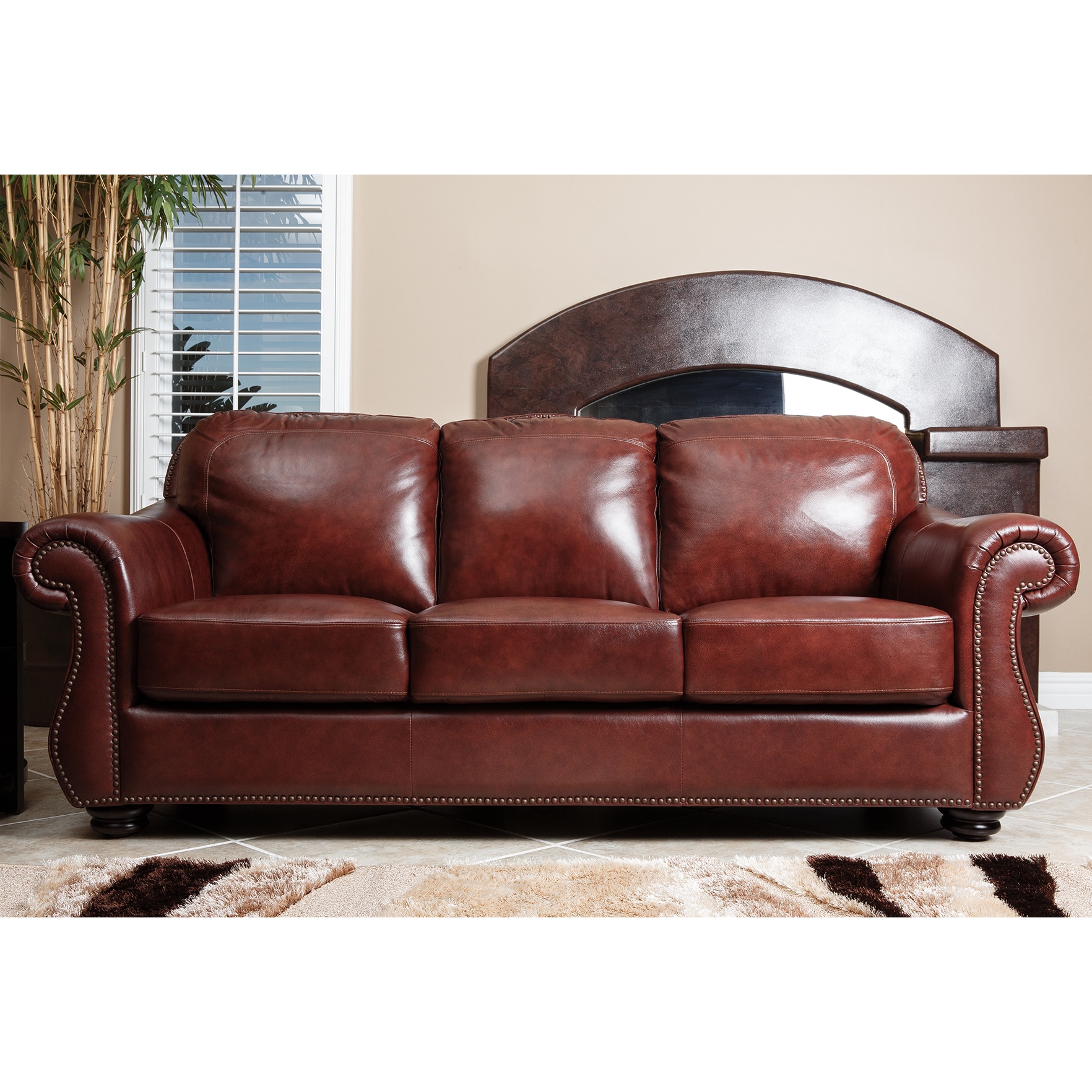 Abbyson Living Houston Leather Sofa Loveseat Armchair And Ottoman 4 Piece Set