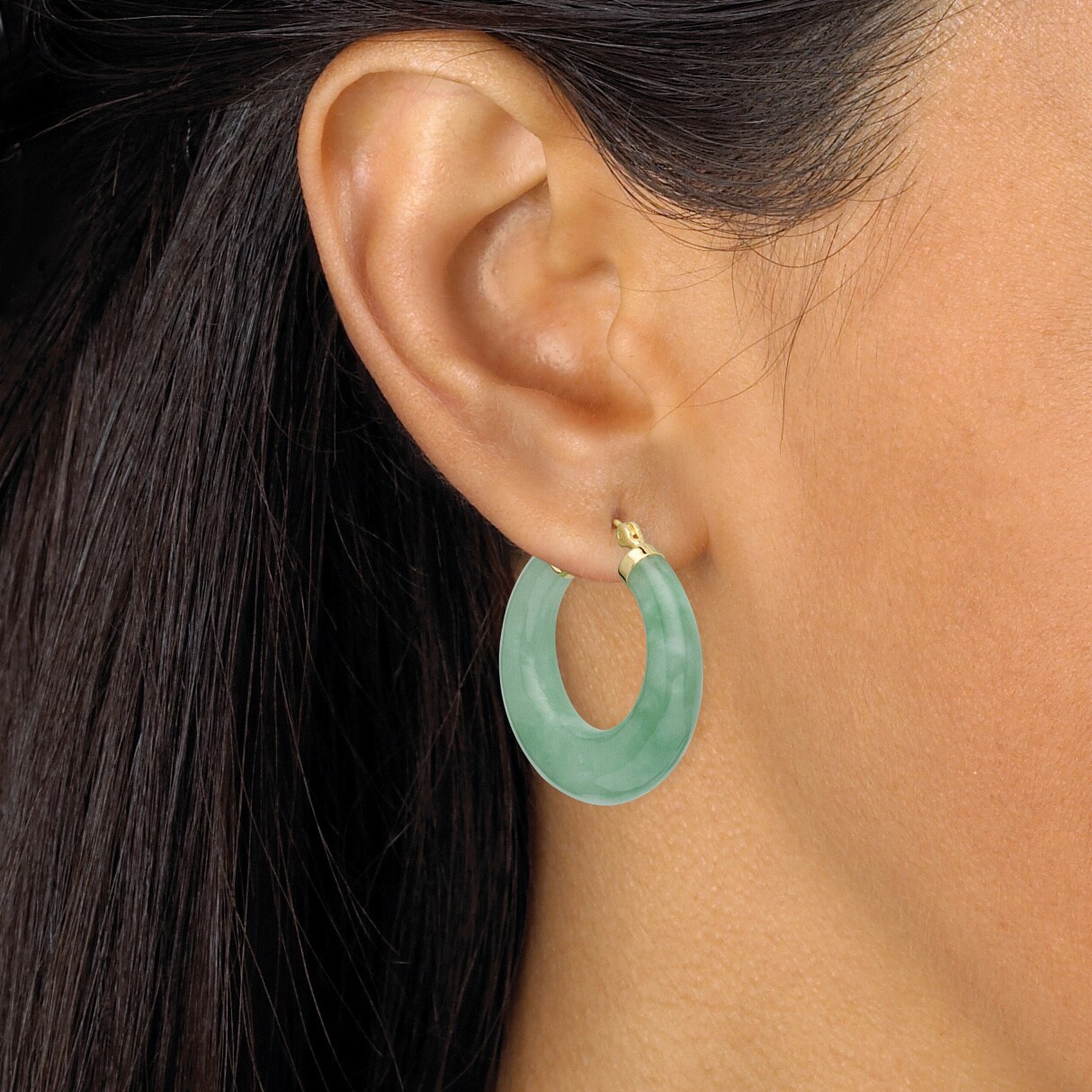 Green Jade Hoop Earrings In Golden Finish Over Sterling Silver Green Jade Hoop Earrings In Golden Finish Over Sterling Silver Naturalist On Free Shipping Today 8625349