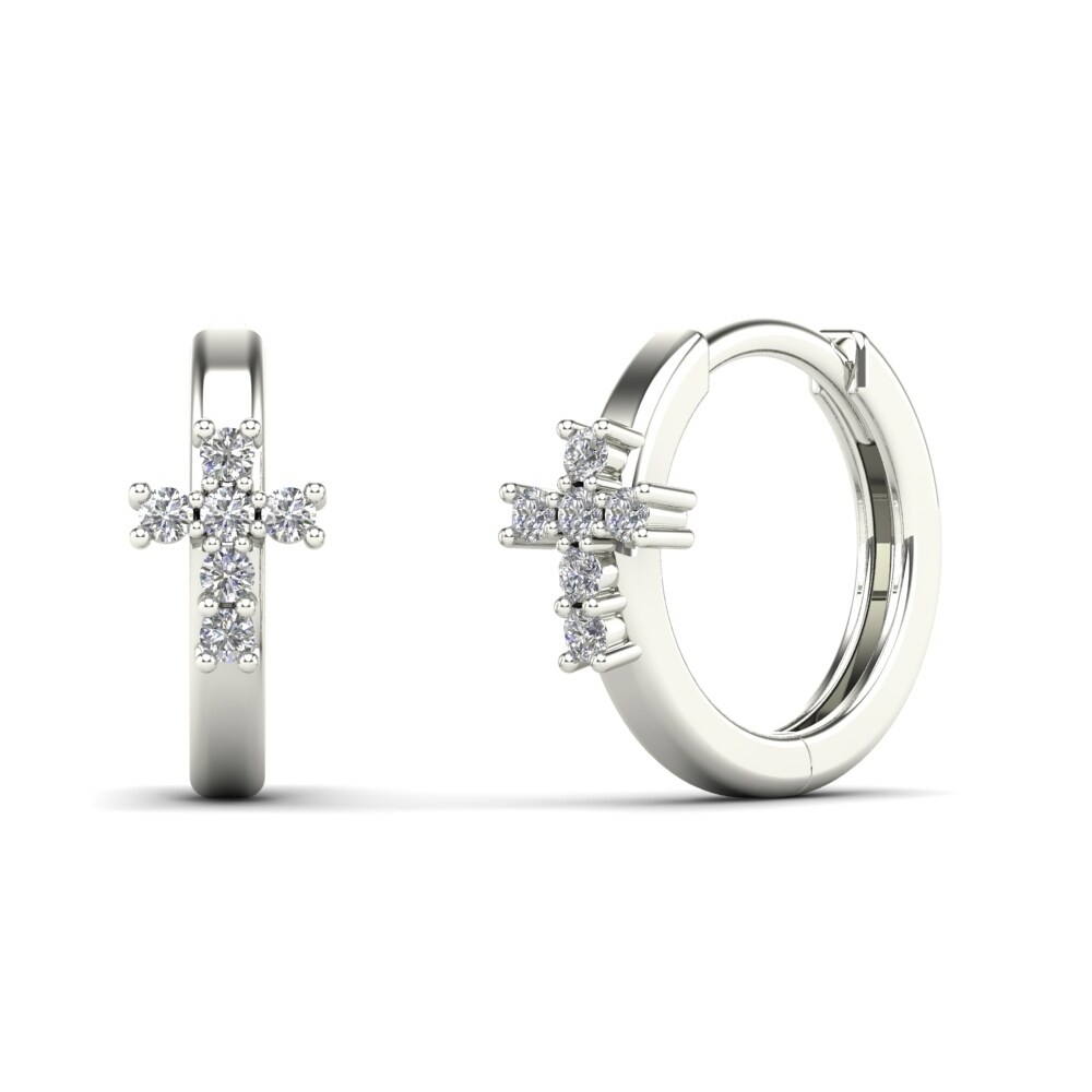 Aalilly 10k White Gold Children S Diamond Accent Cross Hoop Aalilly 10k White Gold Children S Diamond Accent Cross Hoop Earrings On Free Shipping Today 8629185