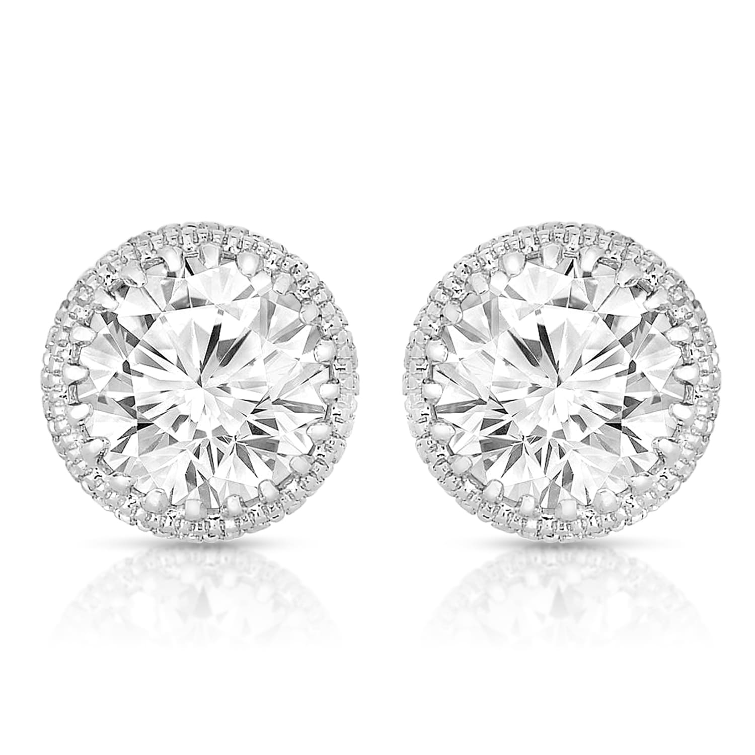 Collette Z Sterling Silver With Rhodium Plated Clear Round Collette Z Sterling Silver With Rhodium Plated Clear Round Cubic Zirconia Stud Earrings On Free Shipping Orders Over 45