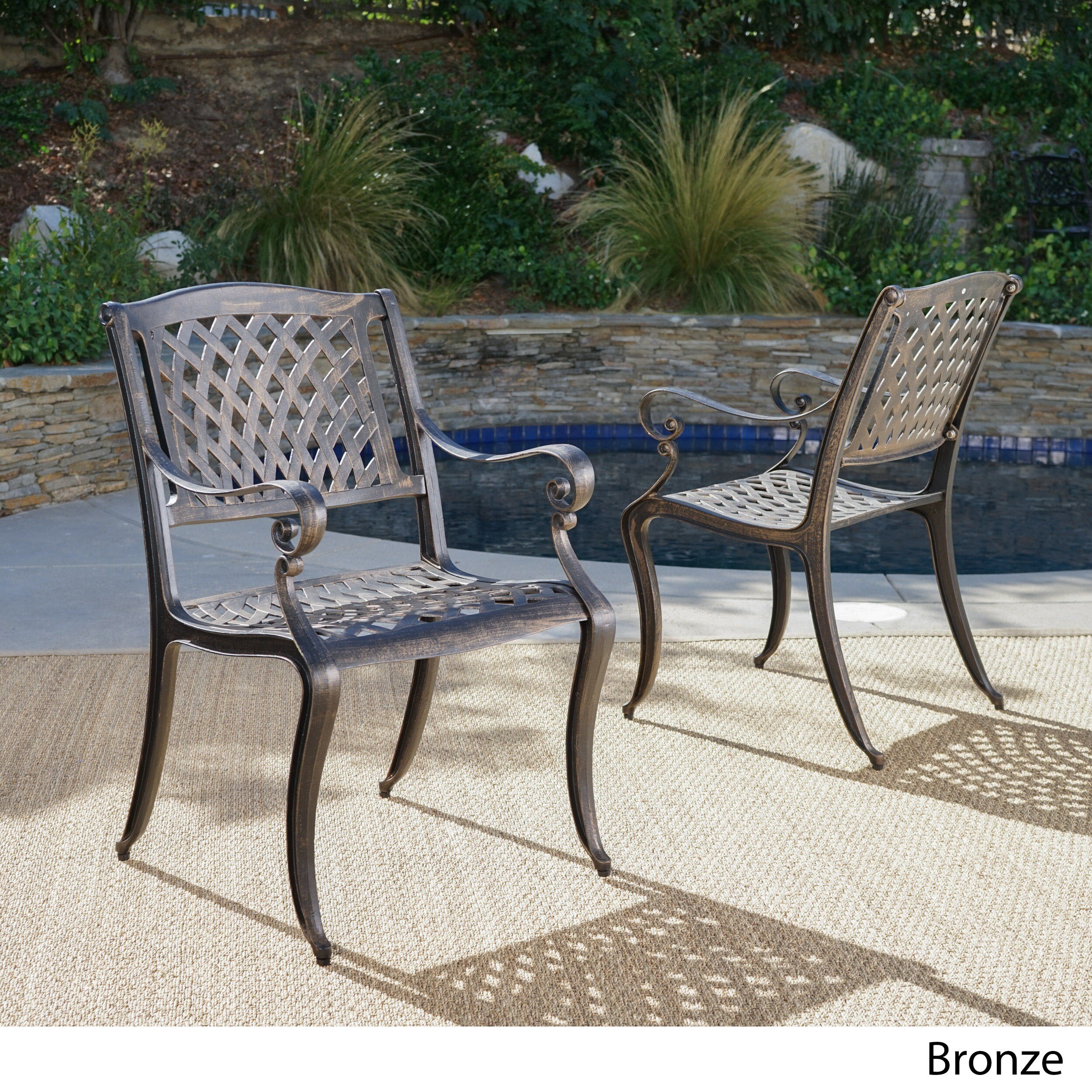 Outdoor Cayman Cast Aluminum Chair Set Of 2 By Outdoor Cayman Cast Aluminum Chair Set Of 2 By Christopher Knight Home On Free Shipping Today 8774808