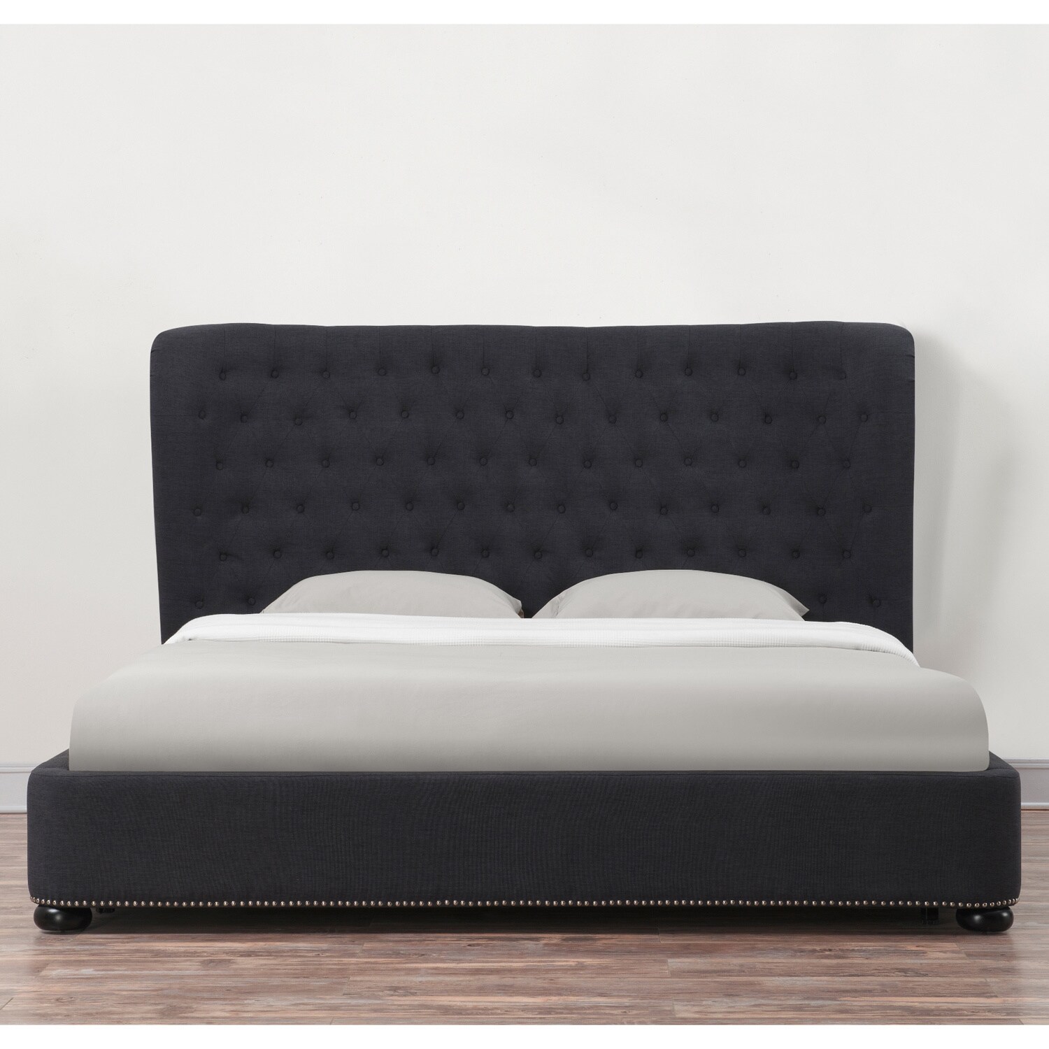 Finley Grey Linen Bed Free Shipping Today 8819049 Finley Grey Linen Bed