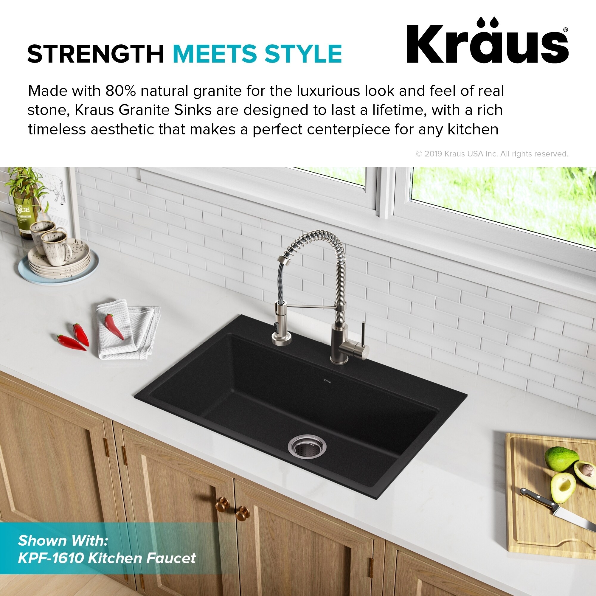 Kraus Kgd 412b Undermount Drop In 31 Inch 1 Bowl Granite Kitchen Sink