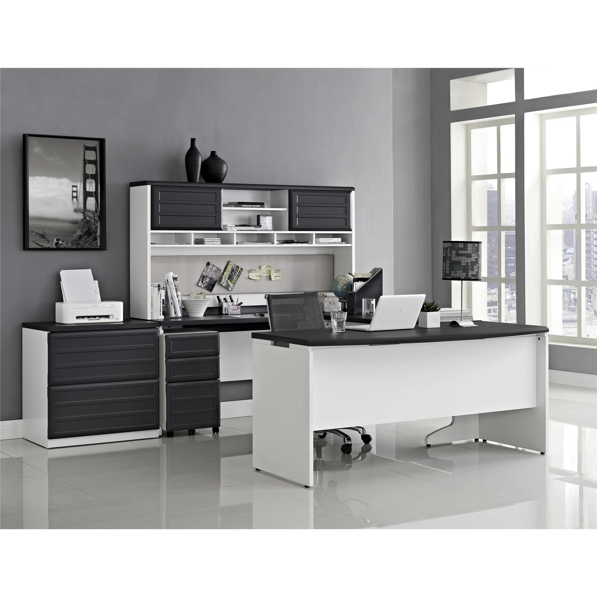 Ameriwood Home Pursuit White L Desk With Hutch Office Set Ameriwood Home Pursuit White L Desk With Hutch Office Set Free Shipping Today 8881305
