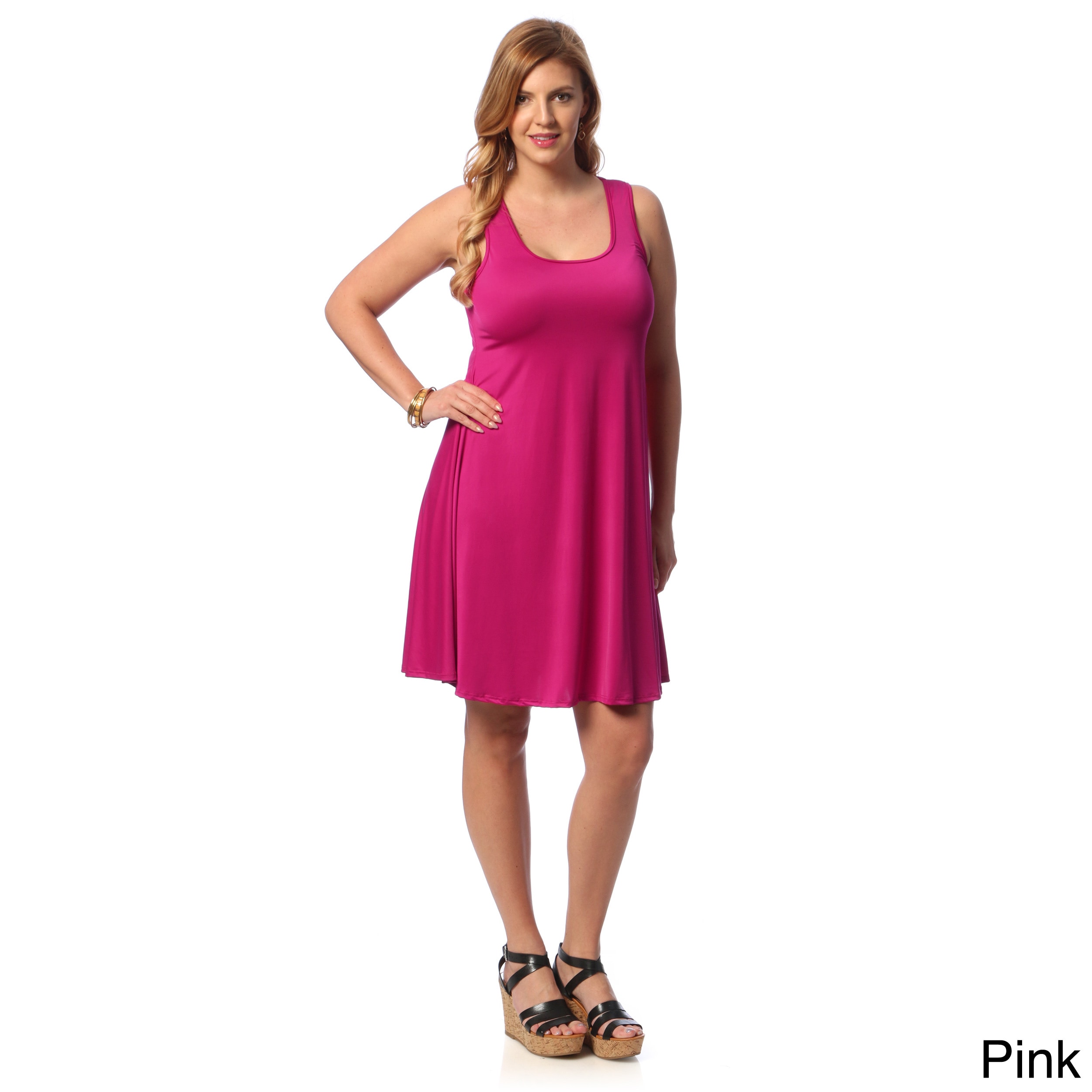 Pink Knee Length Dresses for Plus Size Women