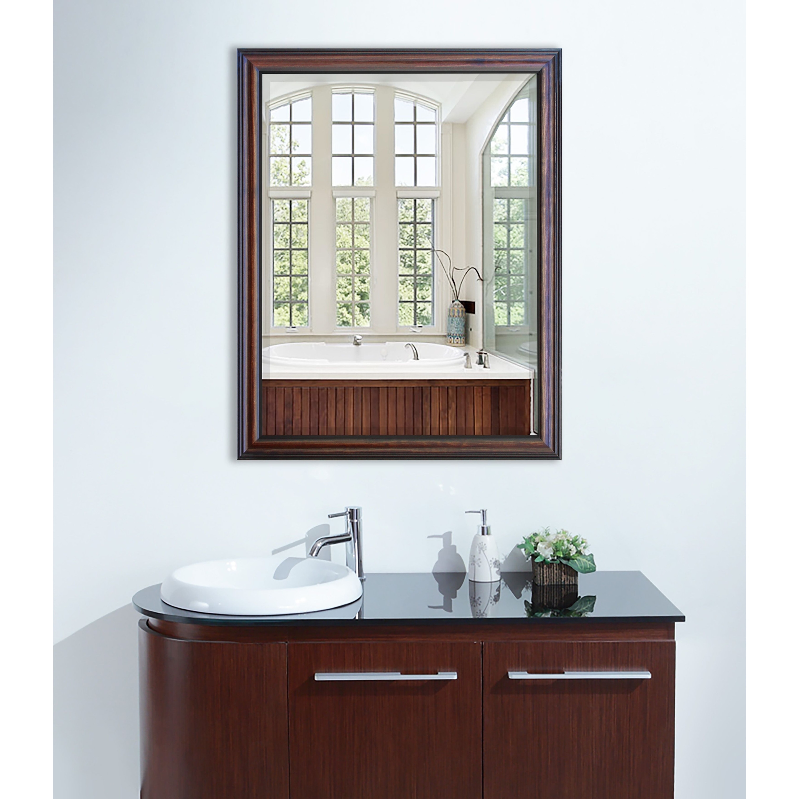 shop american made rayne dark walnut beveled wall/ vanity mirror