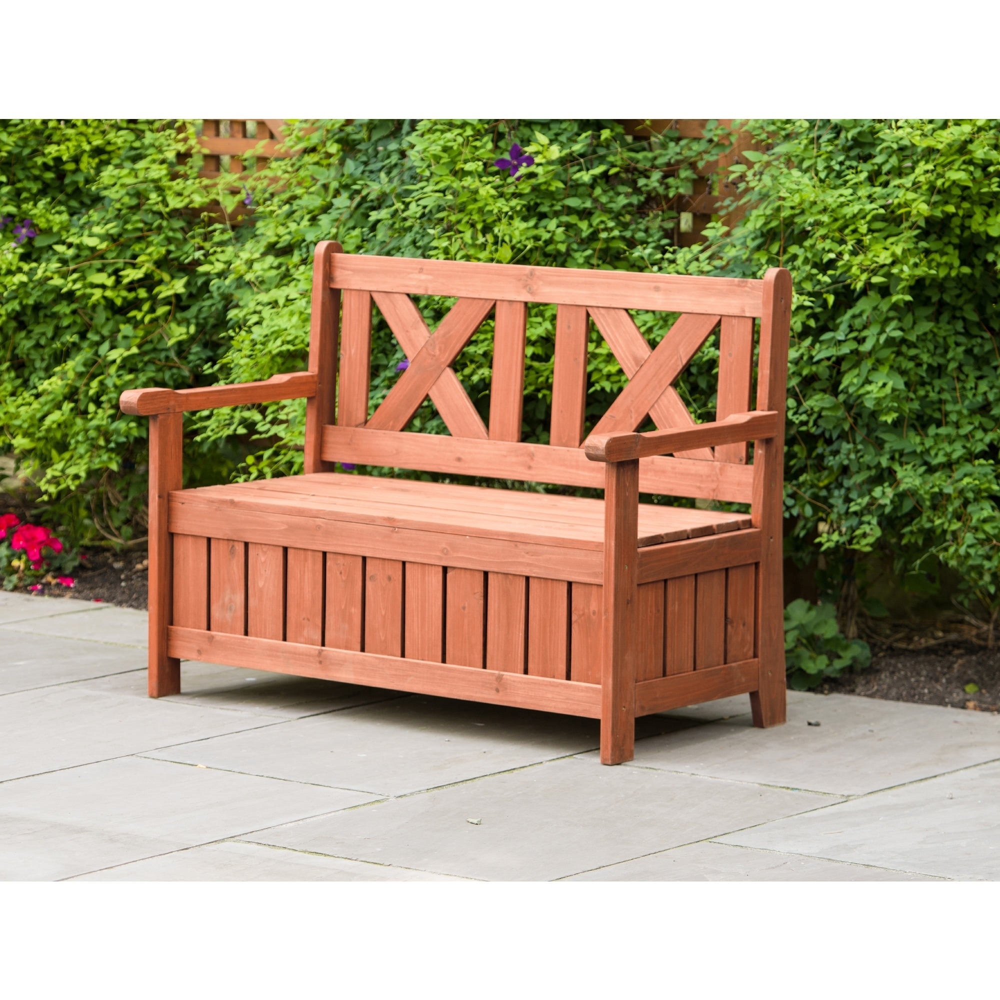 Brown Wooden Outdoor Storage Bench