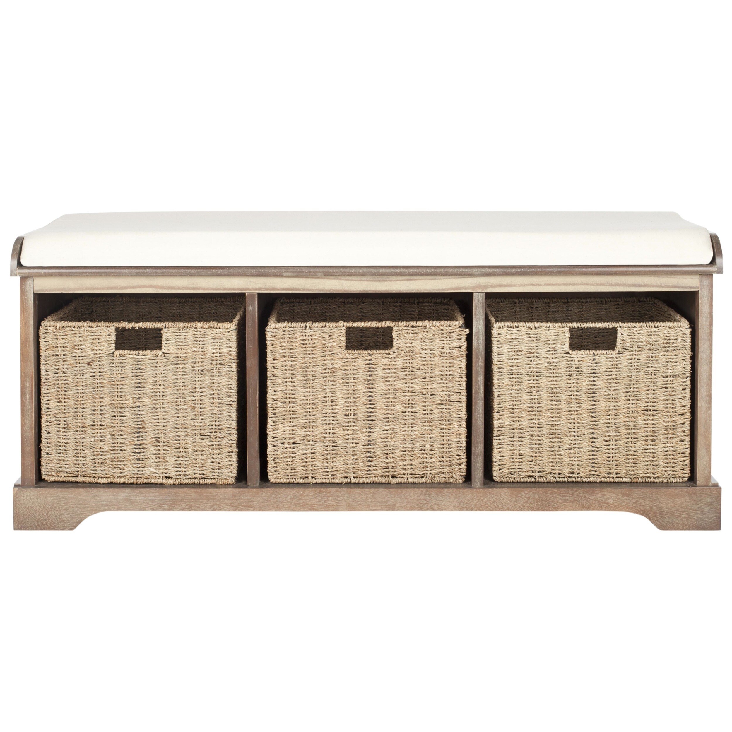 Shop Safavieh Lonan Grey Wash White Storage Bench On Sale Free