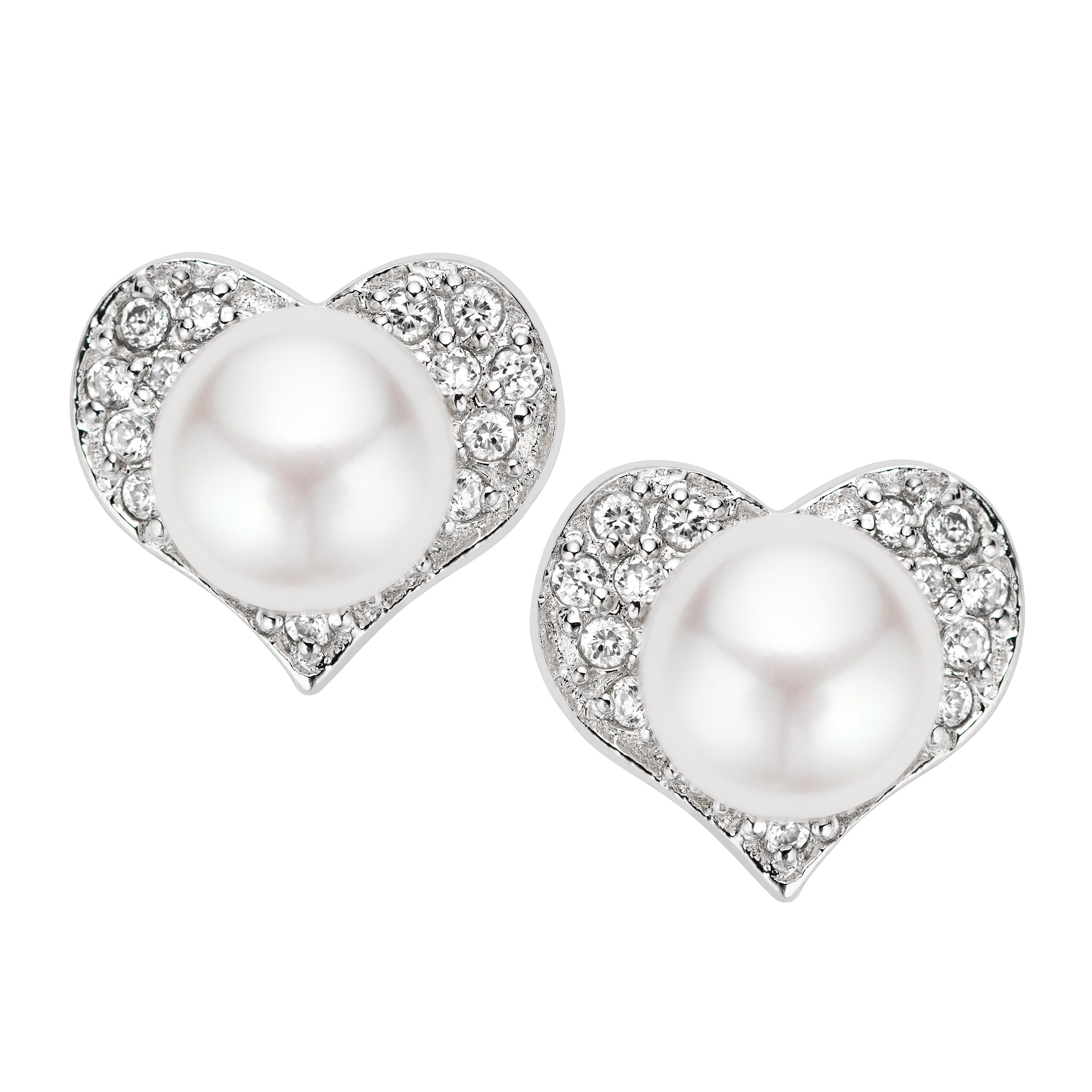 Pearlyta Sterling Silver Cubic Zirconia And Freshwater On Pearl Pearlyta Sterling Silver Cubic Zirconia And Freshwater On Pearl Heart Stud Earrings 7 8mm White Free Shipping Today 16174425