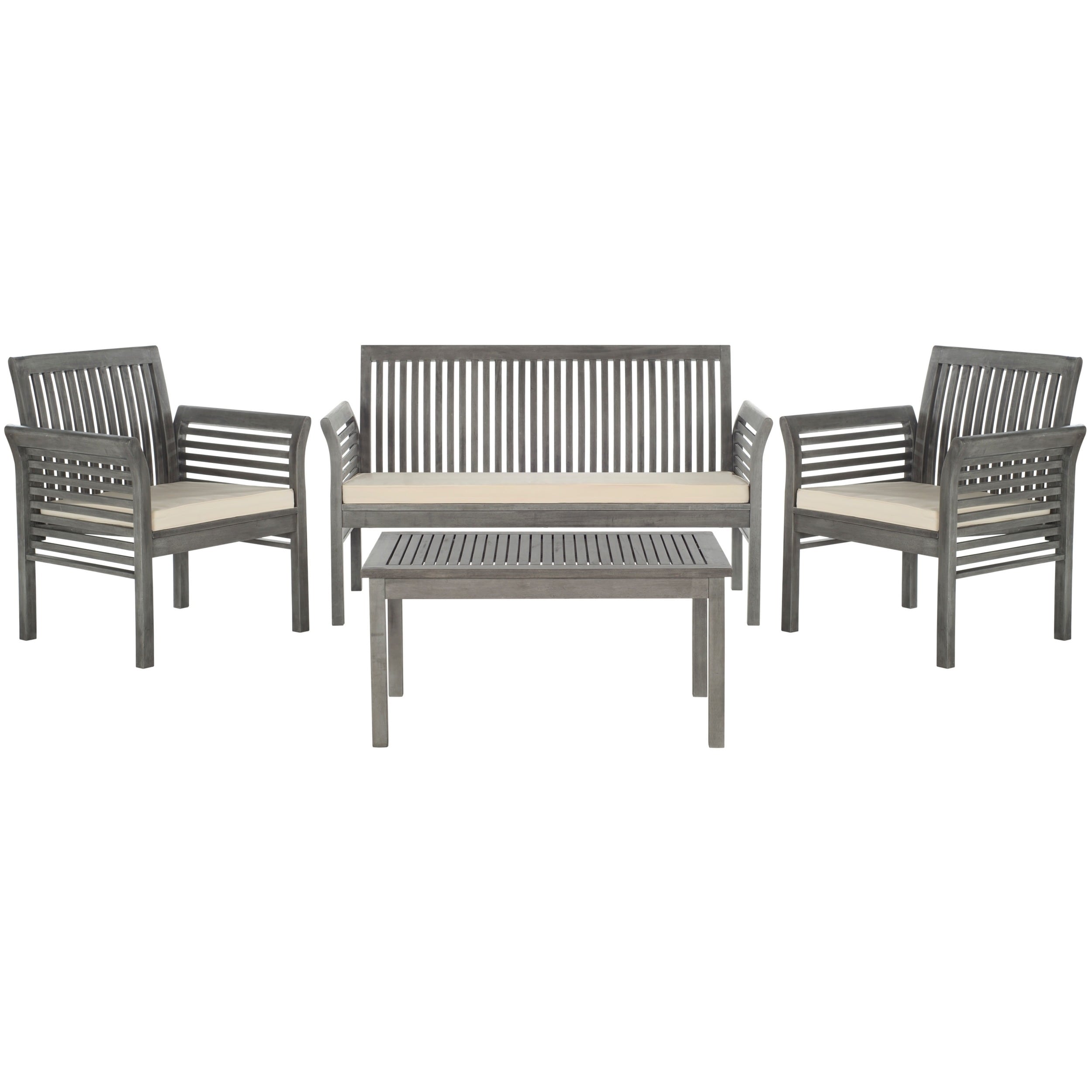Safavieh Carson Grey Wash Acacia Wood 4 Piece Outdoor Furniture Safavieh Carson Grey Wash Acacia Wood 4 Piece Outdoor Furniture Set Free Shipping Today 16207347