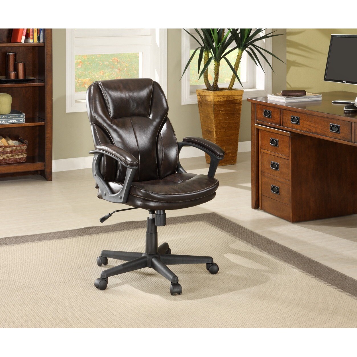 Serta Roasted Chestnut Brown Puresoft Faux Leather Managers Serta Roasted Chestnut Brown Puresoft Faux Leather Managers Office Chair Free Shipping Today 9066790