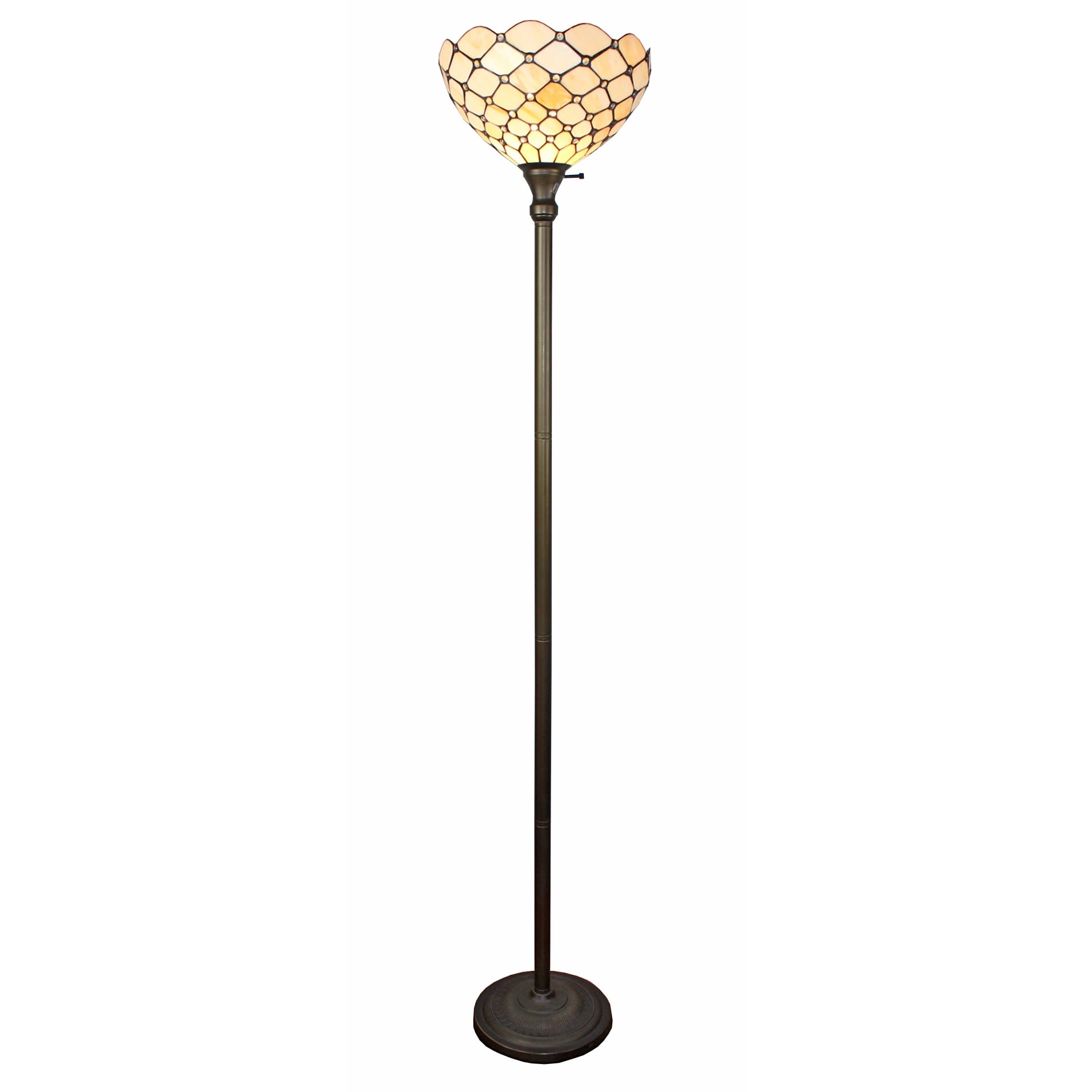 Amora Lighting Tiffany-style Ivory Jeweled 72-inch Floor Torchiere ... Amora Lighting Tiffany-style Ivory Jeweled 72-inch Floor Torchiere ...