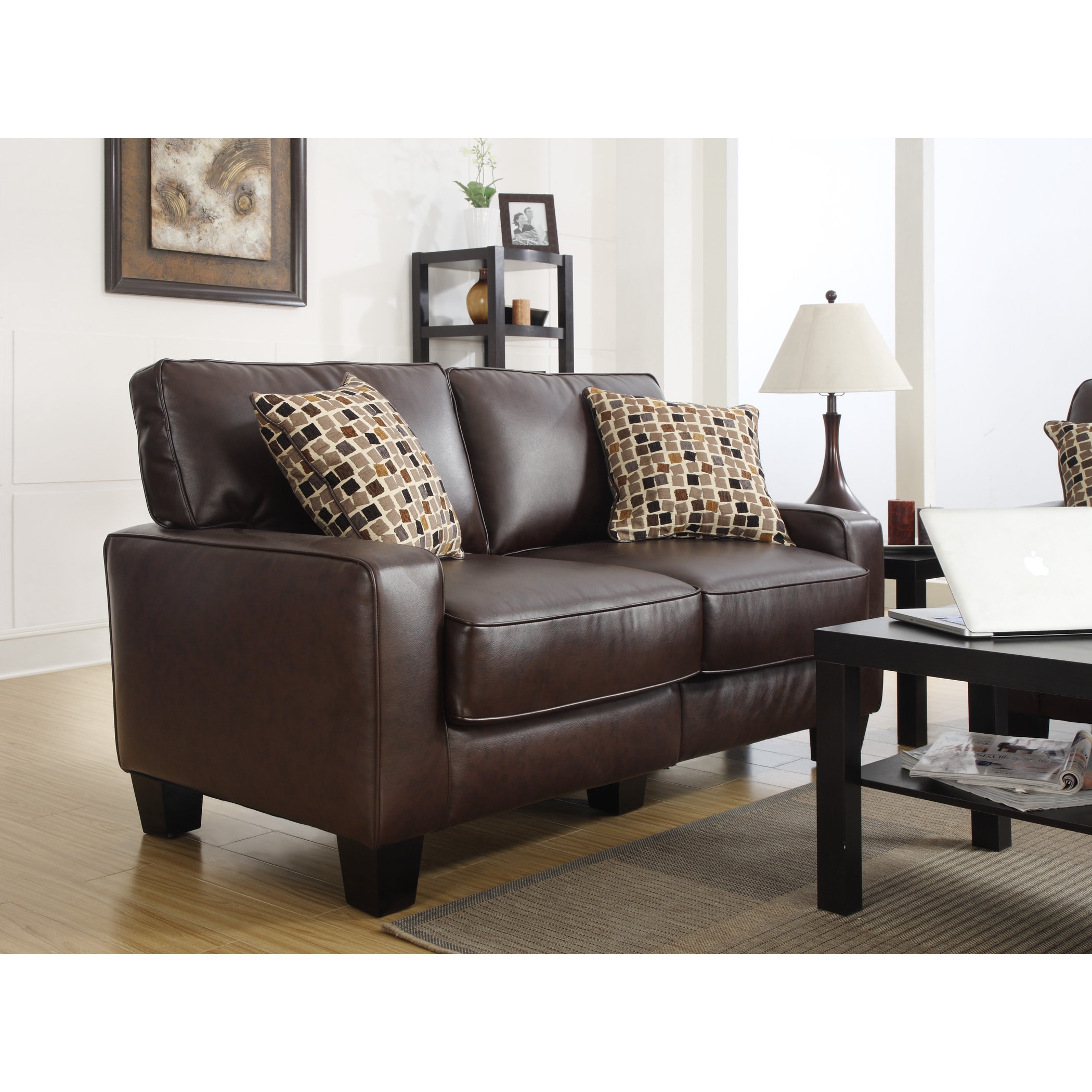 Serta Rta Monaco Collection 60 Inch Brown Leather Sofa Free Serta Rta Monaco Collection 60 Inch Brown Leather Sofa Free Shipping Today 9088995