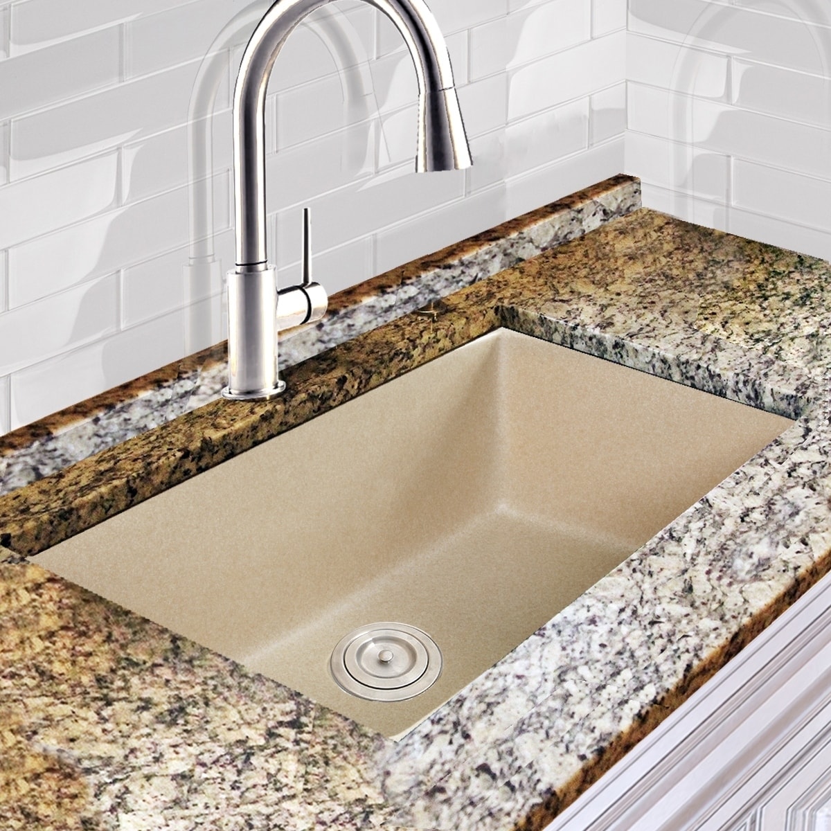 Highpoint Collection Granite Composite 33 Inch Single Bowl Sand Highpoint Collection Granite Composite 33 Inch Single Bowl Sand Undermount Kitchen Sink With 9 1 2 Depth Free Shipping Today