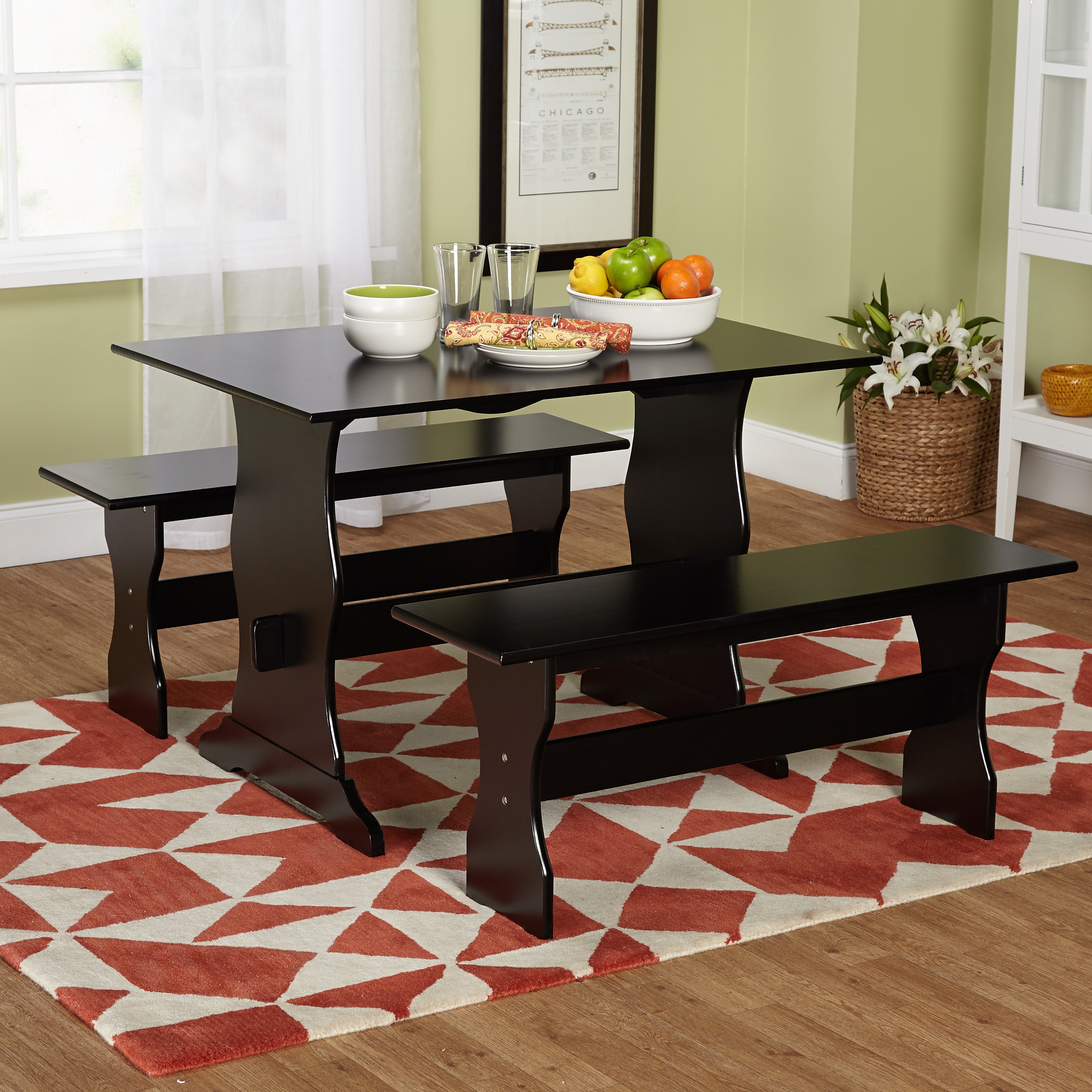 Shop Simple Living Leah Black 3 Piece Dining Table Set Free