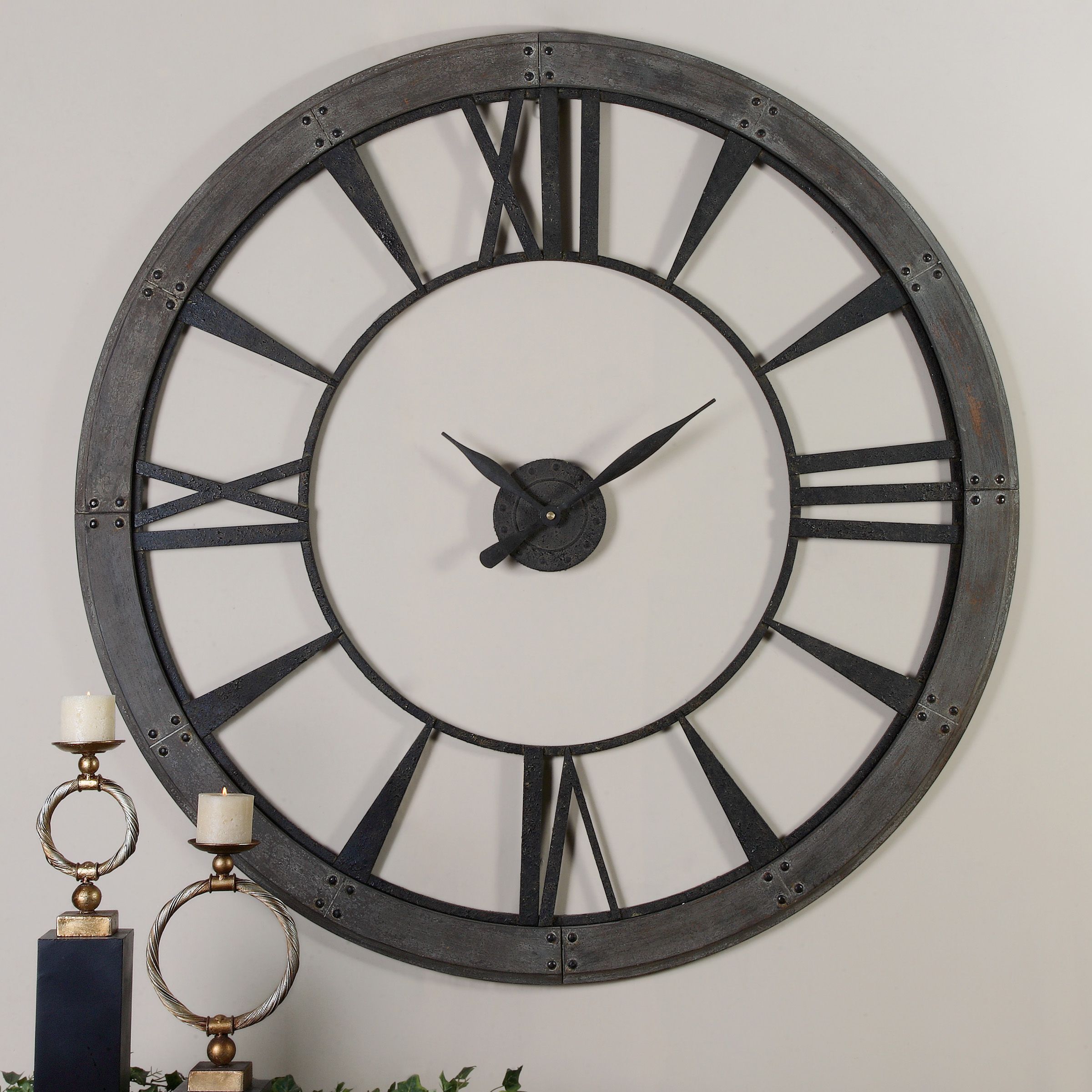 Uttermost Ronan Dark Bronze Large Metal Wall Clock Overstock 9104336