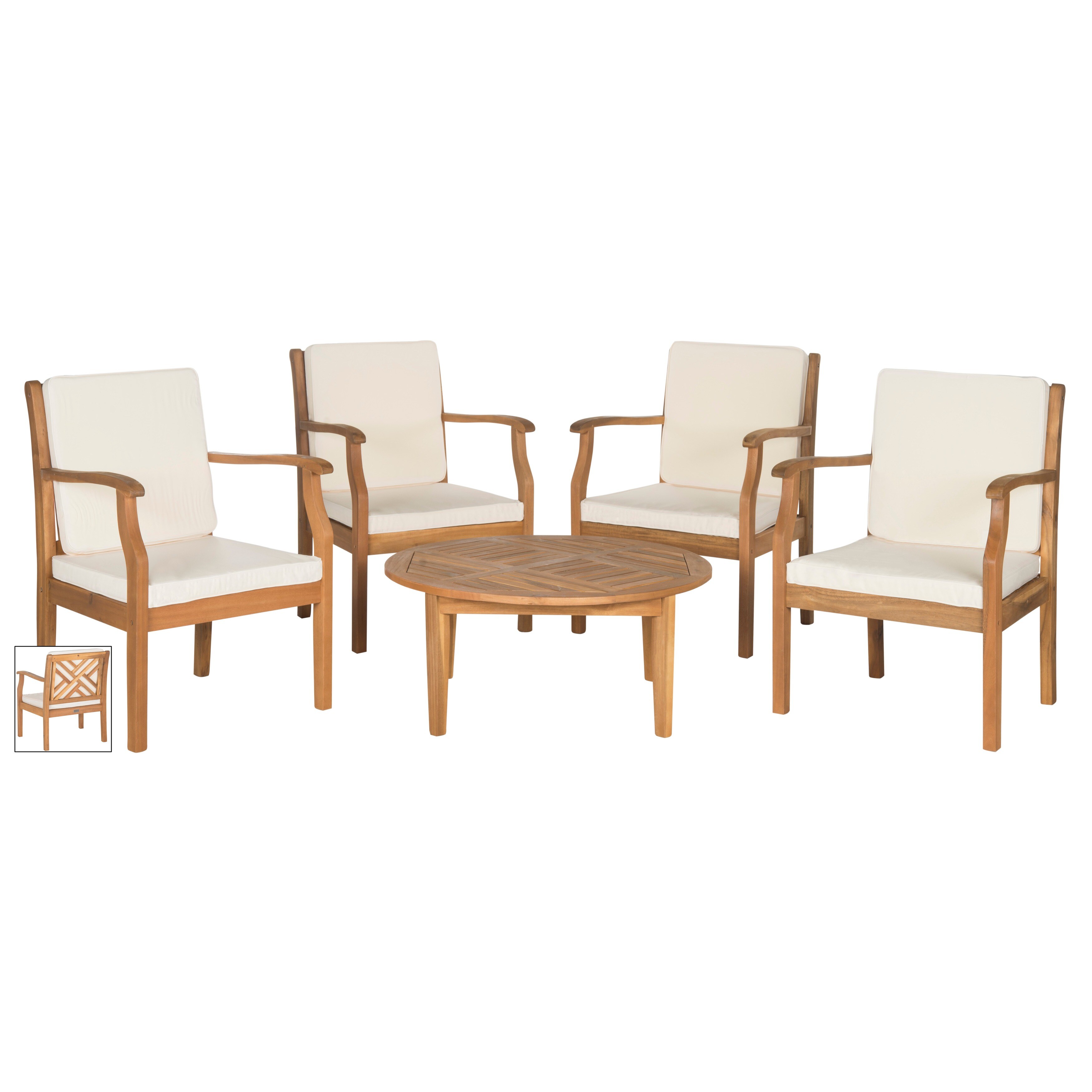 Safavieh Outdoor Living Anaheim Brown Acacia Wood 5 Piece Beige Safavieh Outdoor Living Anaheim Brown Acacia Wood 5 Piece Beige Cushion Patio Set Free Shipping Today 9126355