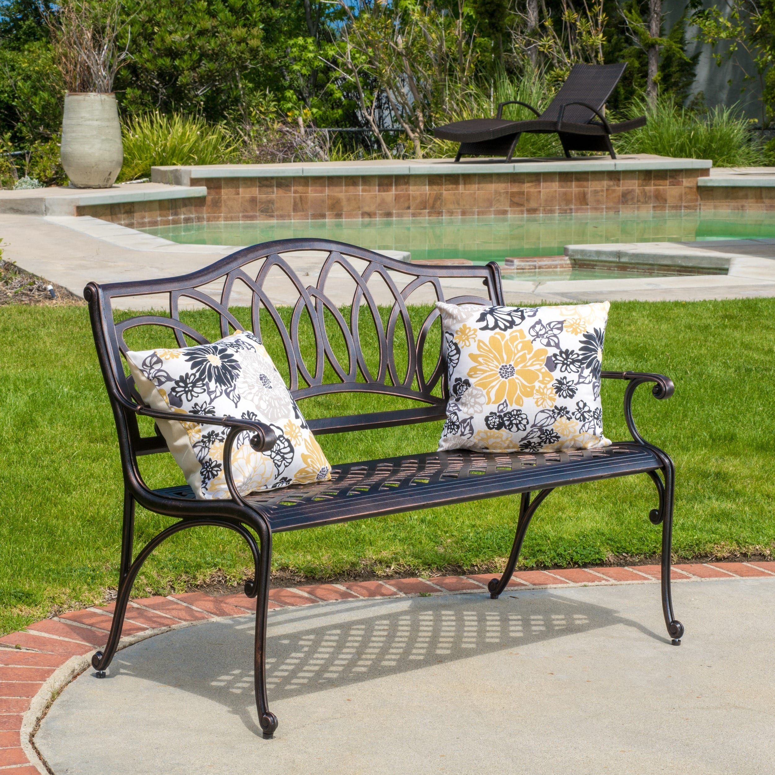 Shop Virginia Outdoor Cast Aluminum Bench By Christopher Knight Home