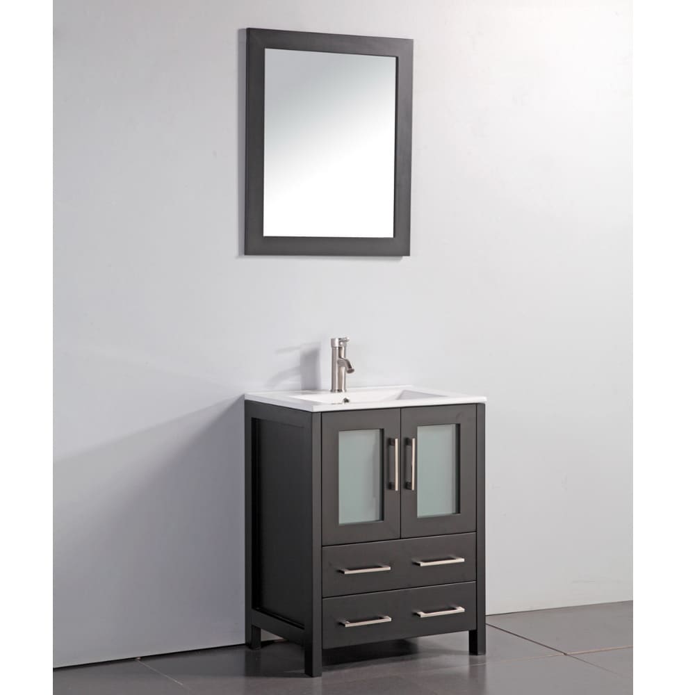 Ceramic Top 24 Inch Sink Espresso Bathroom Vanity And Matching Framed Mirror Overstock 9170363