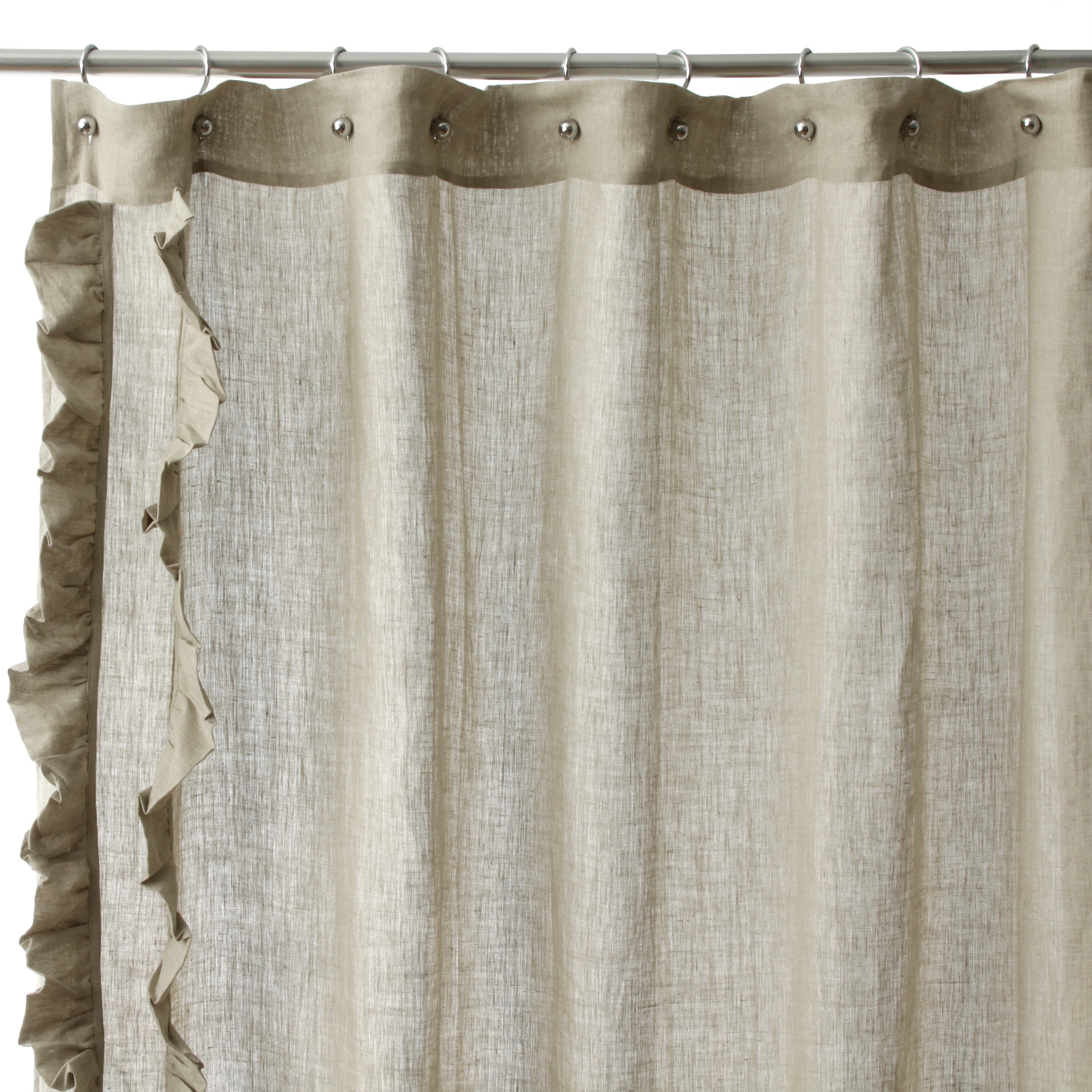 Ruffled Natural Cotton Linen Shower Curtain Overstock 9214803