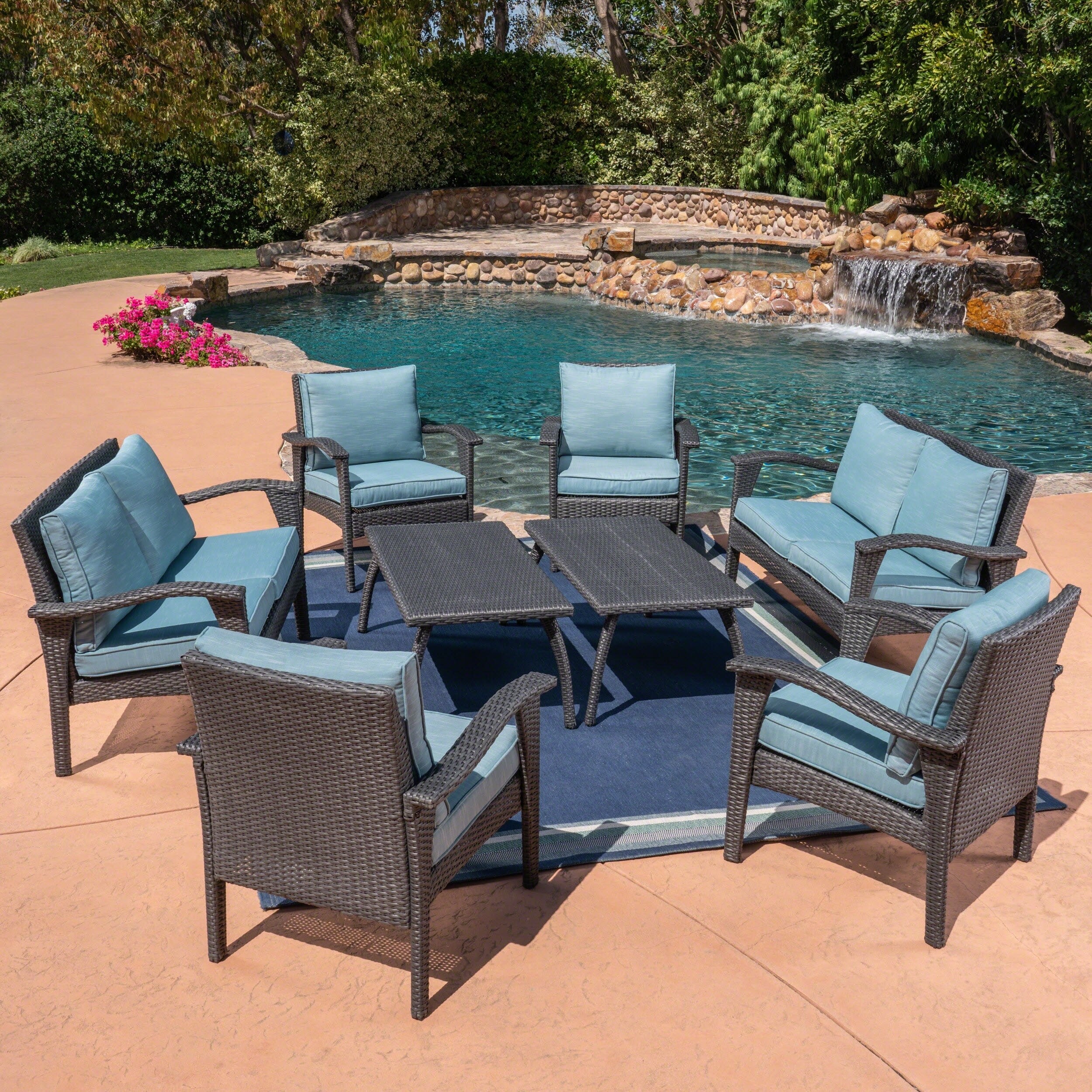 Shop Waikiki Outdoor 8 Piece Wicker Seating Set With Cushions By